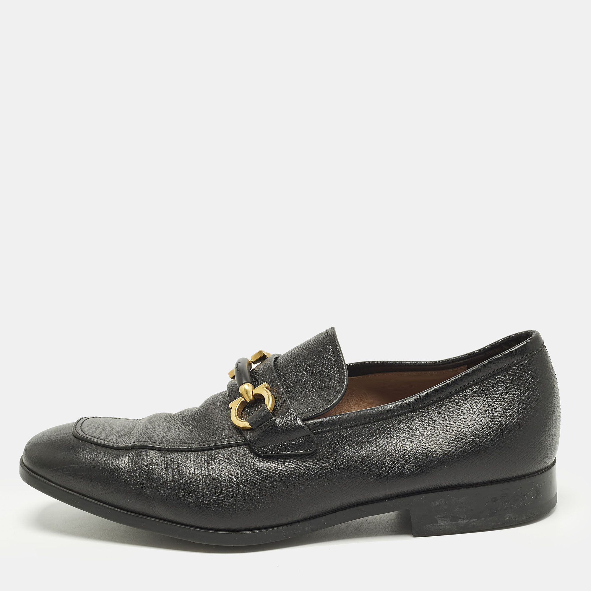 

Salvatore Ferragamo Gancini Size 37.5 Black Leather Loafers