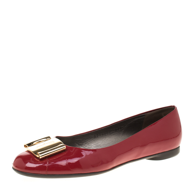 red ferragamo flats