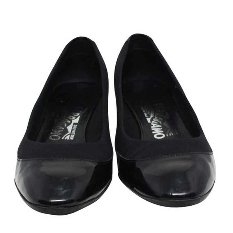 

Salvatore Ferragamo Black Patent Leather Nuria Pumps Size