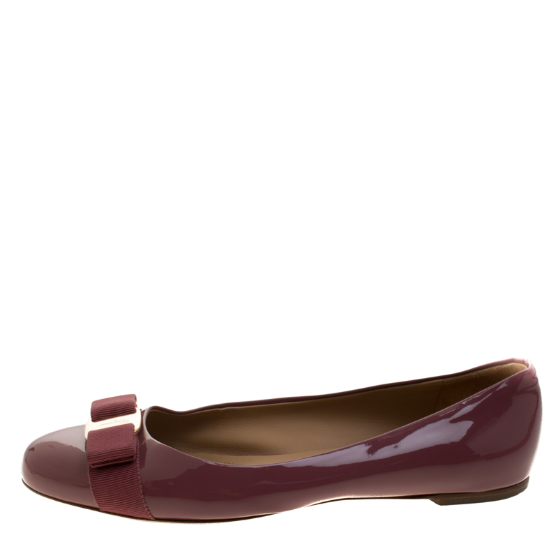 

Salvatore Ferragamo Purple Patent Leather Varina Ballet Flats