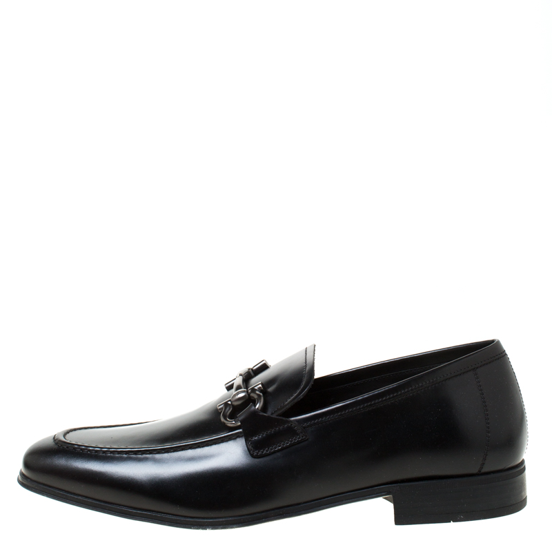 

Salvatore Ferragamo Black Signature Leather Gancio Bit Loafers Size