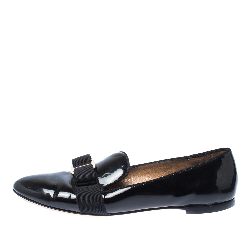 

Salvatore Ferragamo Black Patent Leather Loafers Size