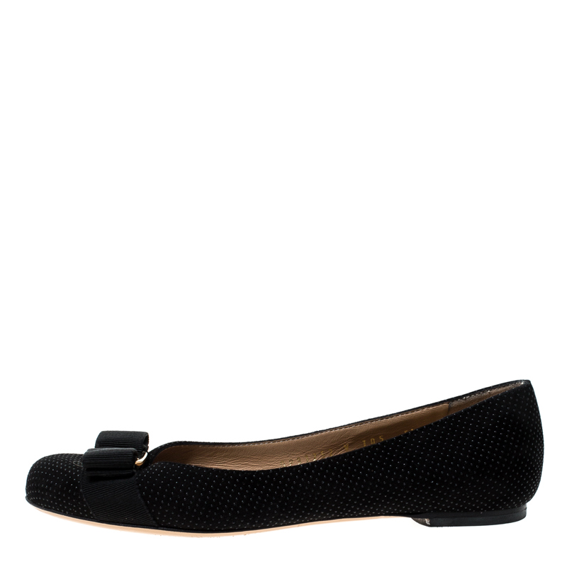 

Salvatore Ferragamo Black Suede Vara Bow Ballet Flats Size