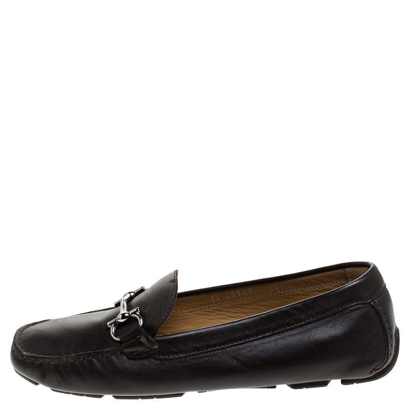 

Salvatore Ferragamo Brown Leather Parigi Bit Loafers Size