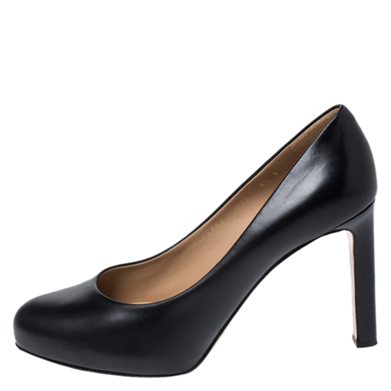 

Salvatore Ferragamo Black Leather Leo Platform Pumps Size