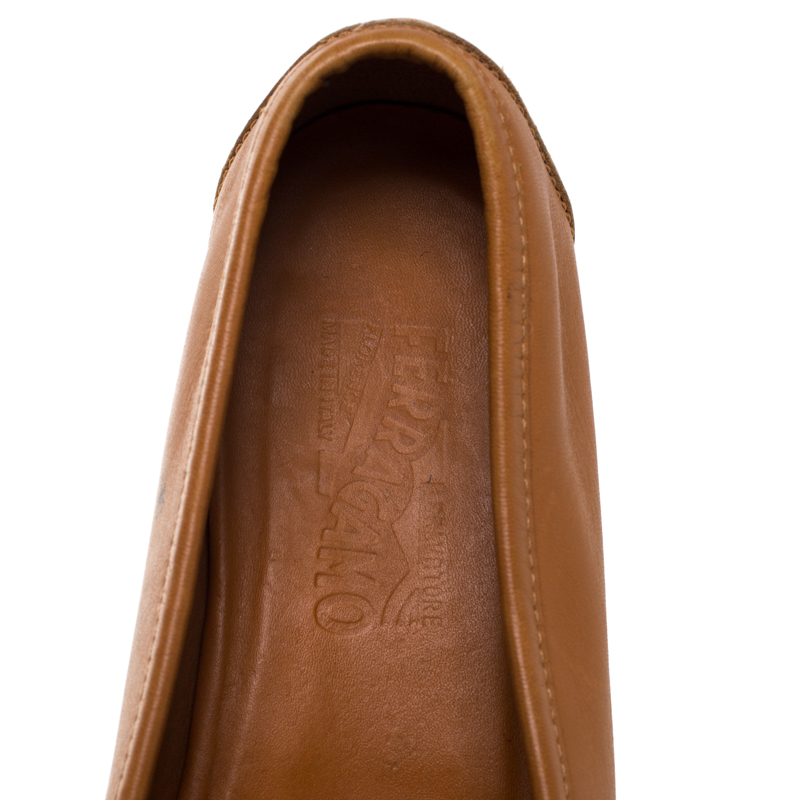 Salvatore Ferragamo Tan Leather Slip On Loafers Size 40