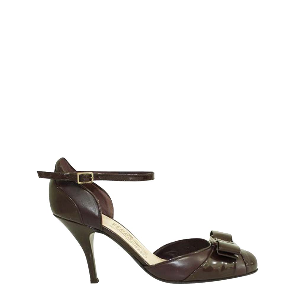 Pre-owned Ferragamo Brown Leather Slingback Pumps Size 37