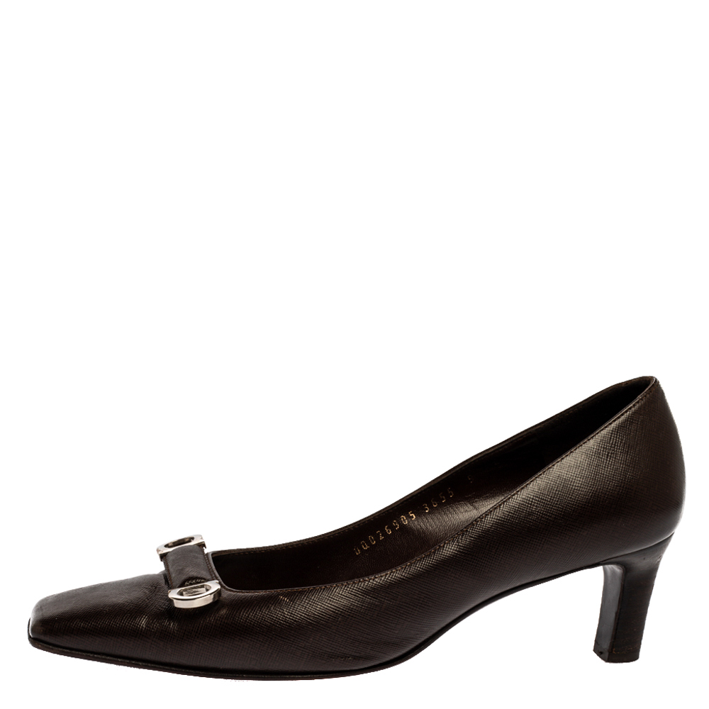 

Salvatore Ferragamo Brown Leather Pumps Size