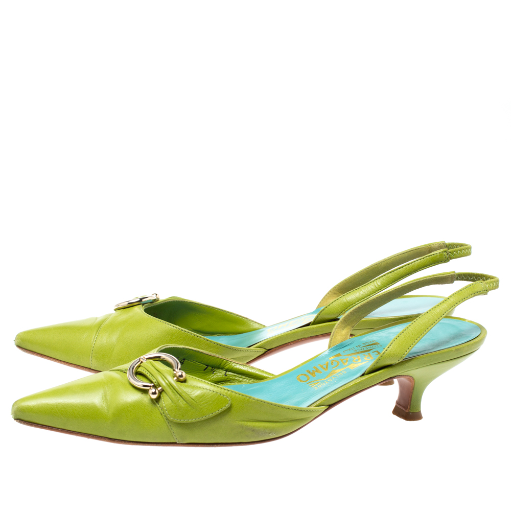 green kitten heels