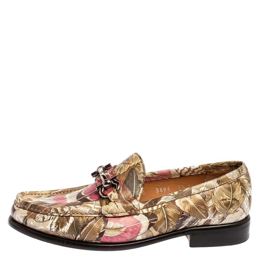 

Salvatore Ferragamo Multicolor Flower Printed Leather Bit Slip On Loafers Size