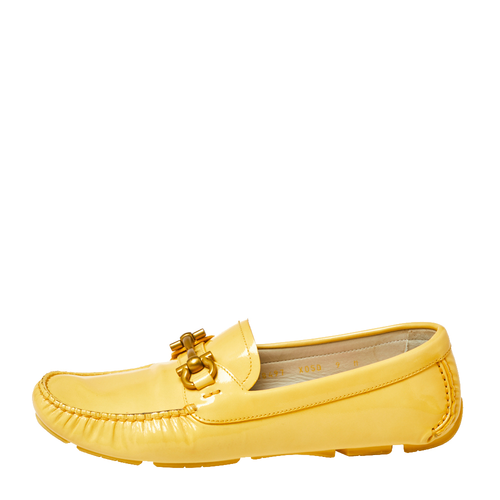 

Salvatore Ferragamo Yellow Patent Leather Parigi Slip On Loafers Size