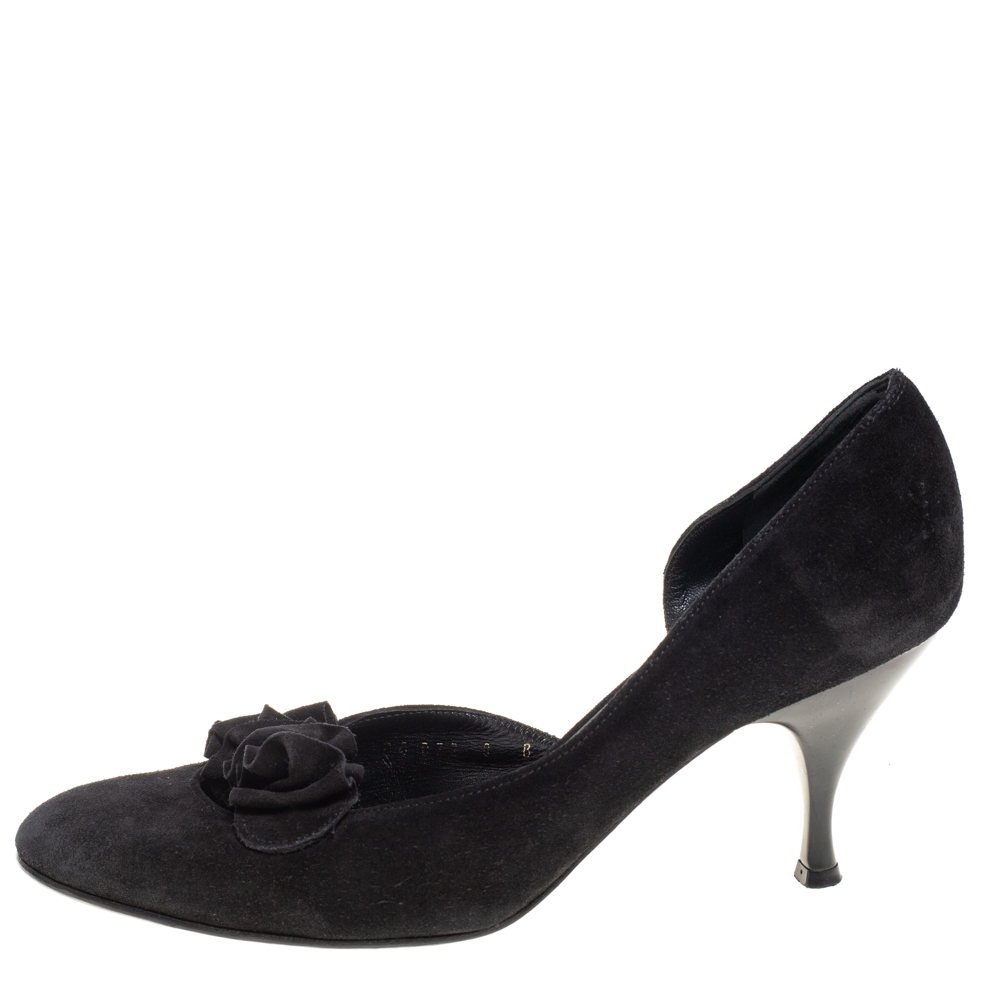 

Salvatore Ferragamo Black Suede D'Orsay Pumps Size
