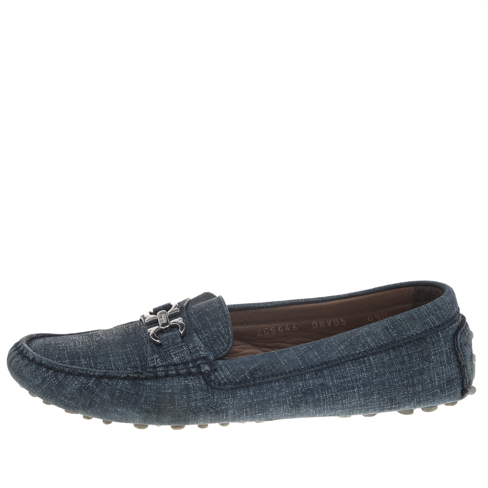 

Salvatore Ferragamo Blue Denim Slip on Loafers Size