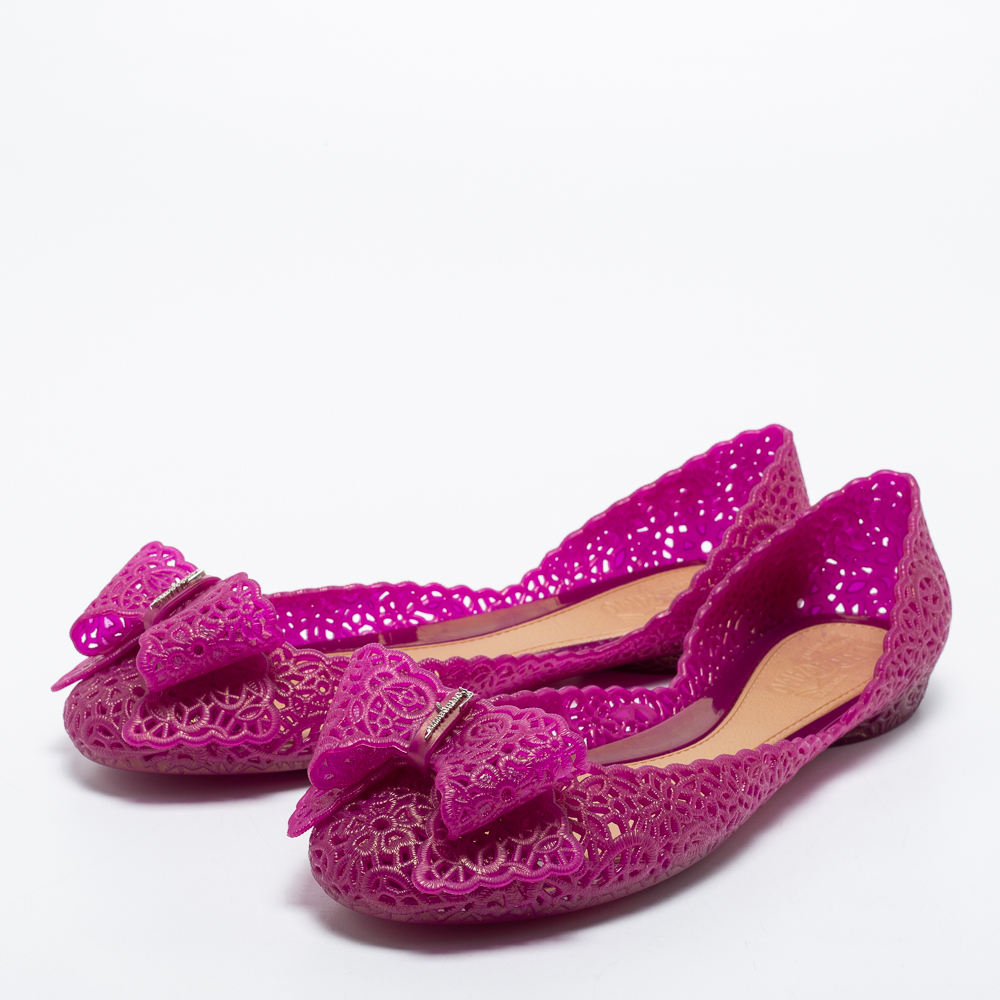 

Salvatore Ferragamo Purple Rubber Ballet Flats Size