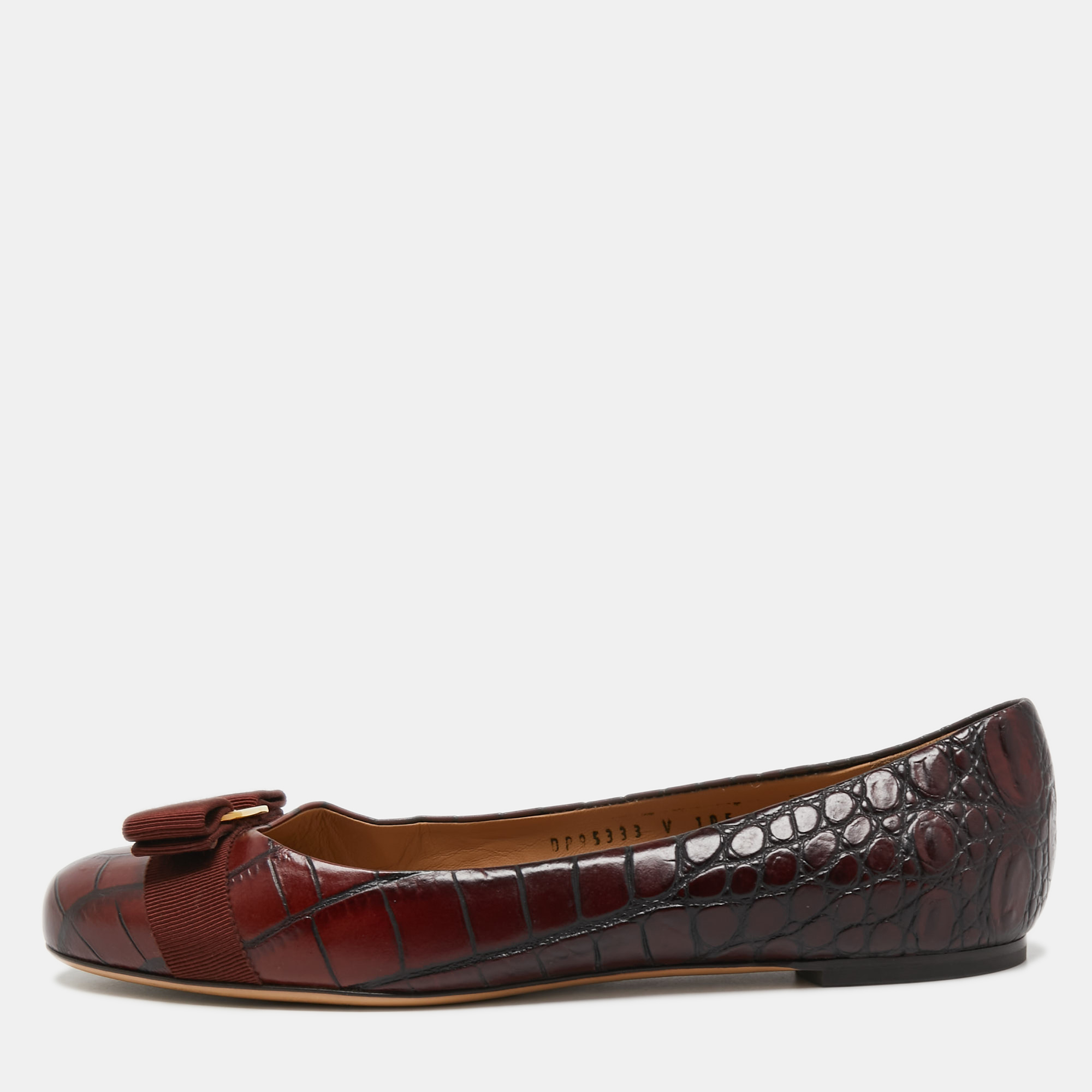 Pre Owned Salvatore Ferragamo Two Tone Alligator Leather Varina Ballet Flats Size 40