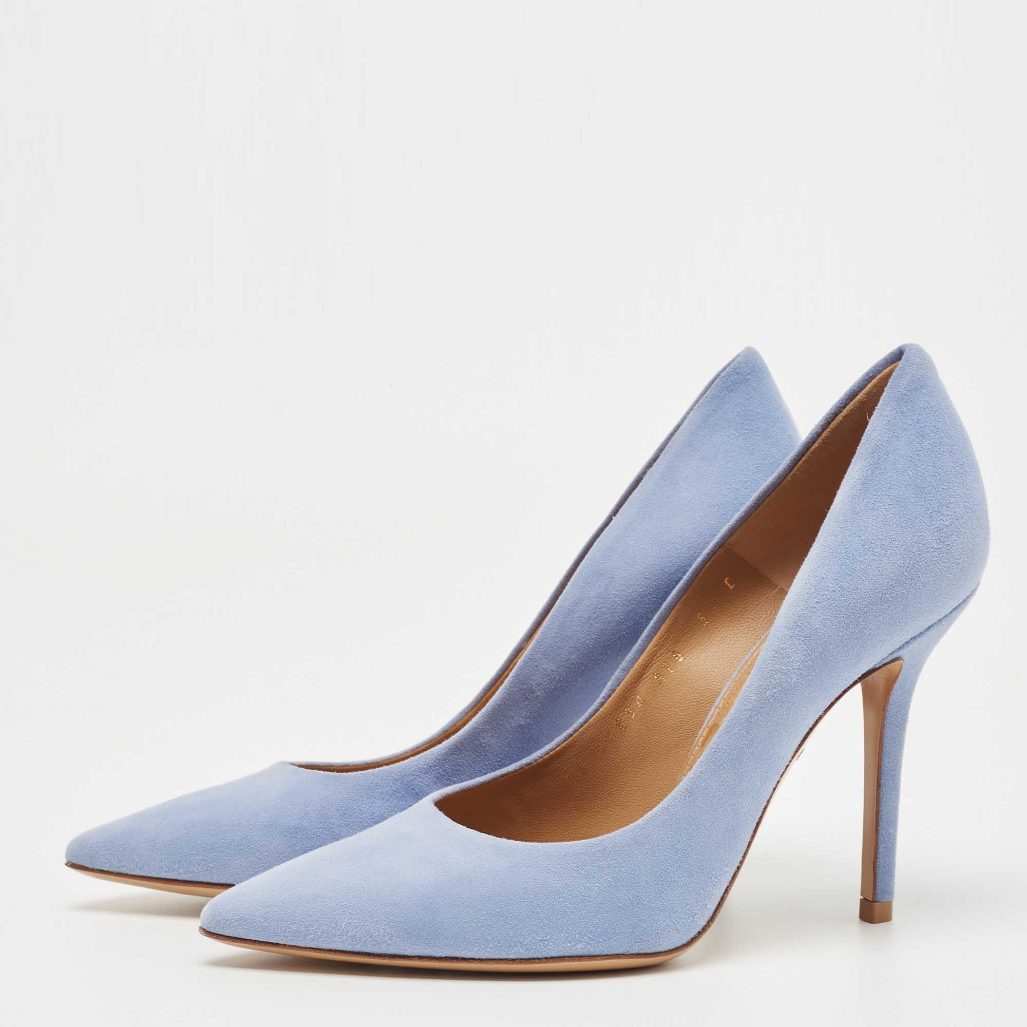 

Salvatore Ferragamo Blue Suede Pointed Toe Pumps Size