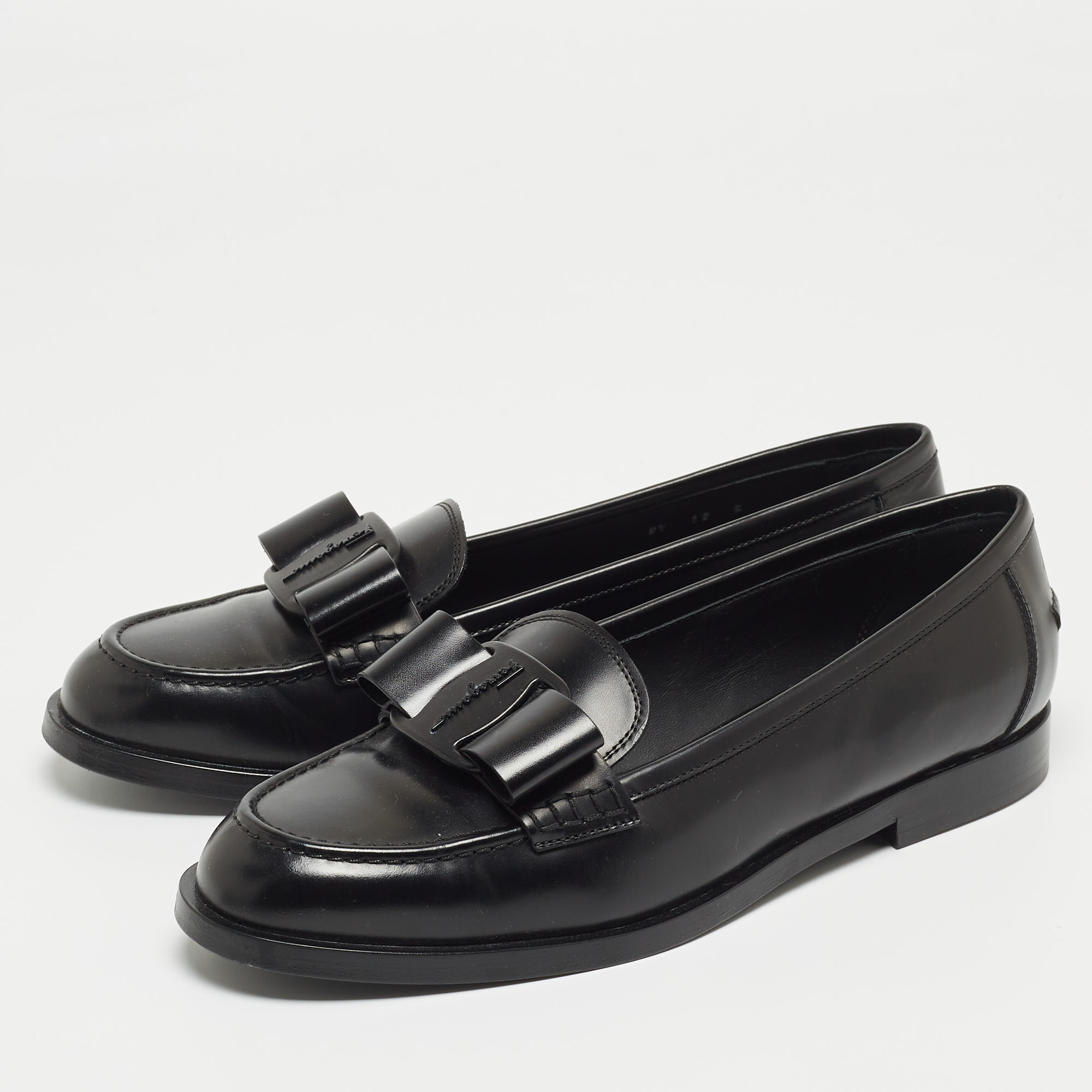 

Salvatore Ferragamo Black Leather Mattia Buckle Loafers Size