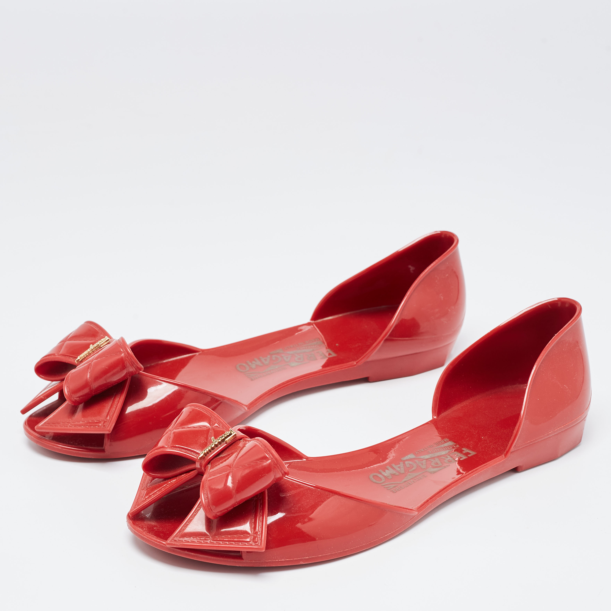 

Salvatore Ferragamo Red Jelly Ballet Flats Size