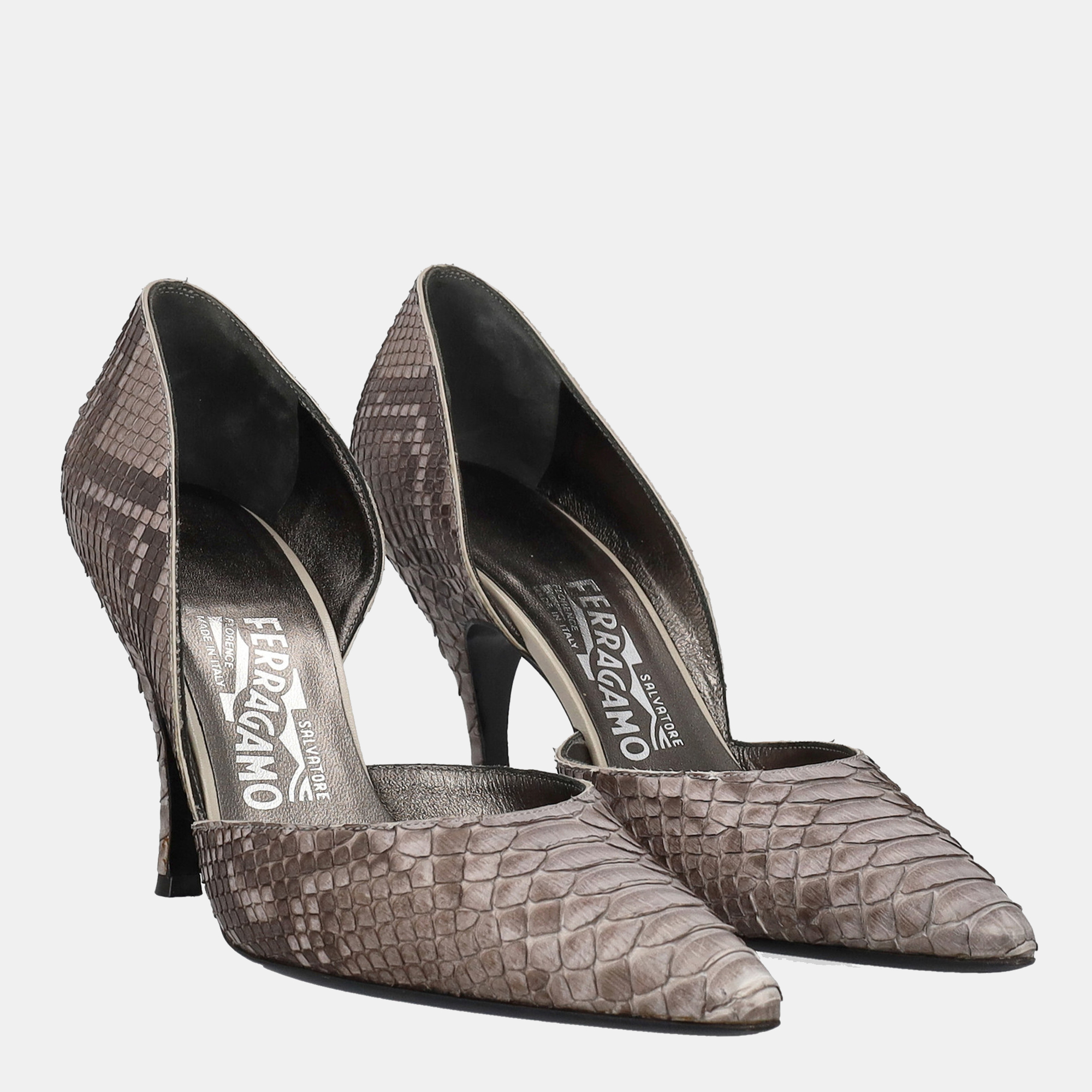 

Salvatore Ferragamo Women's Leather Heels - Grey - EU