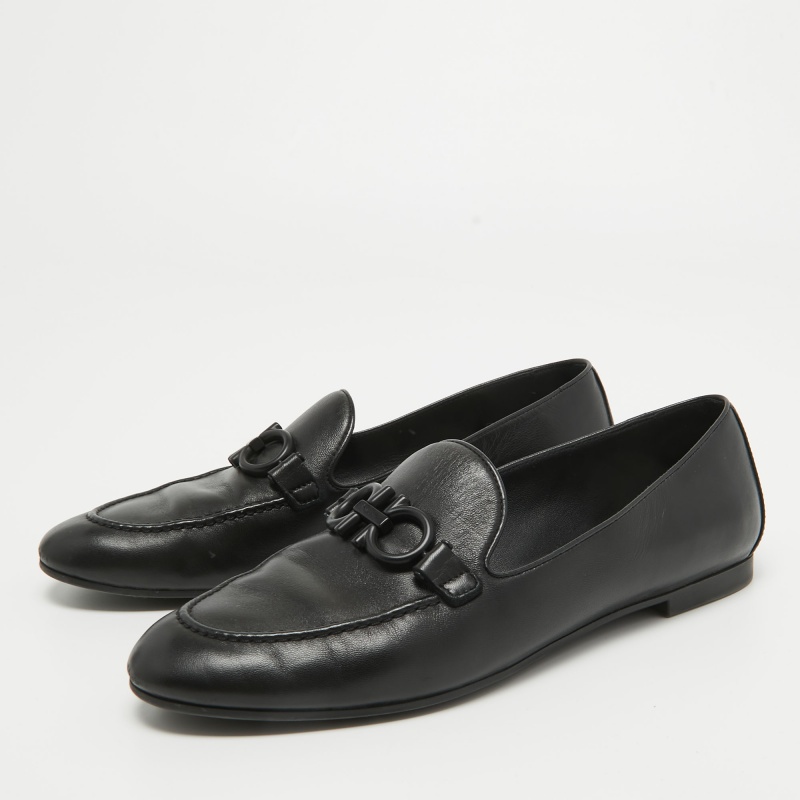 

Salvatore Ferragamo Black Leather Rolo Gancini Loafers Size