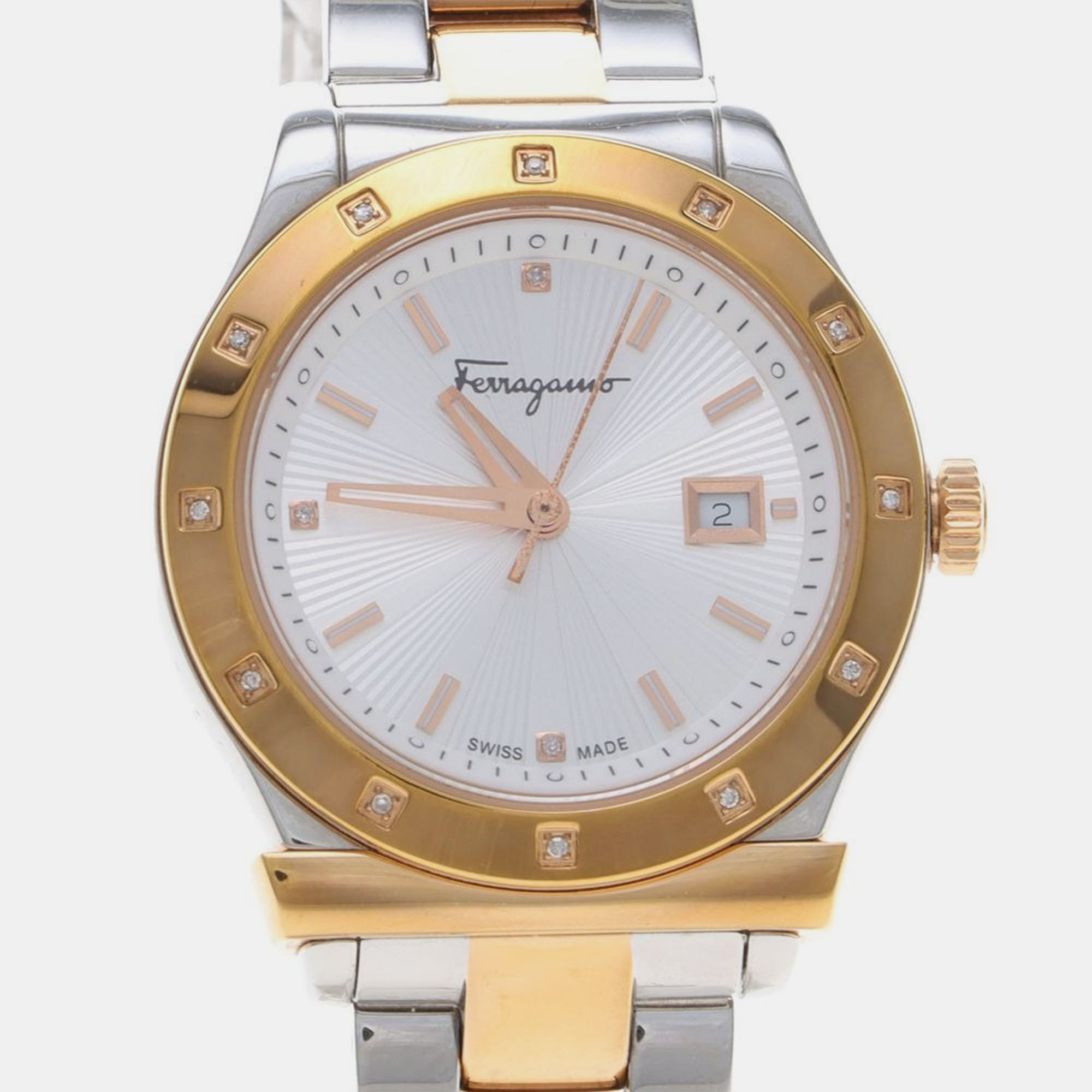 

Salvatore Ferragamo 1898 Quartz Diamond Stainless Steel Women's Wristwatch 33 mm, White