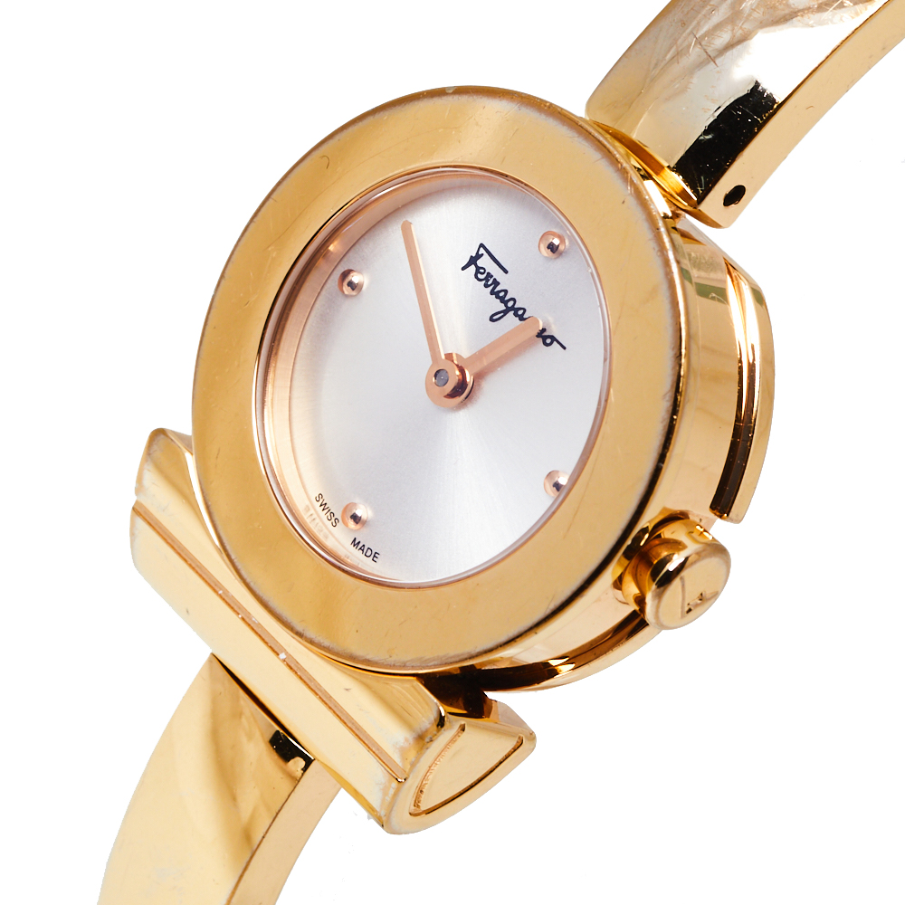 

Salvatore Ferragamo Silver Gold Tone Stainless Steel Gancino FQ5 Women's Wristwatch
