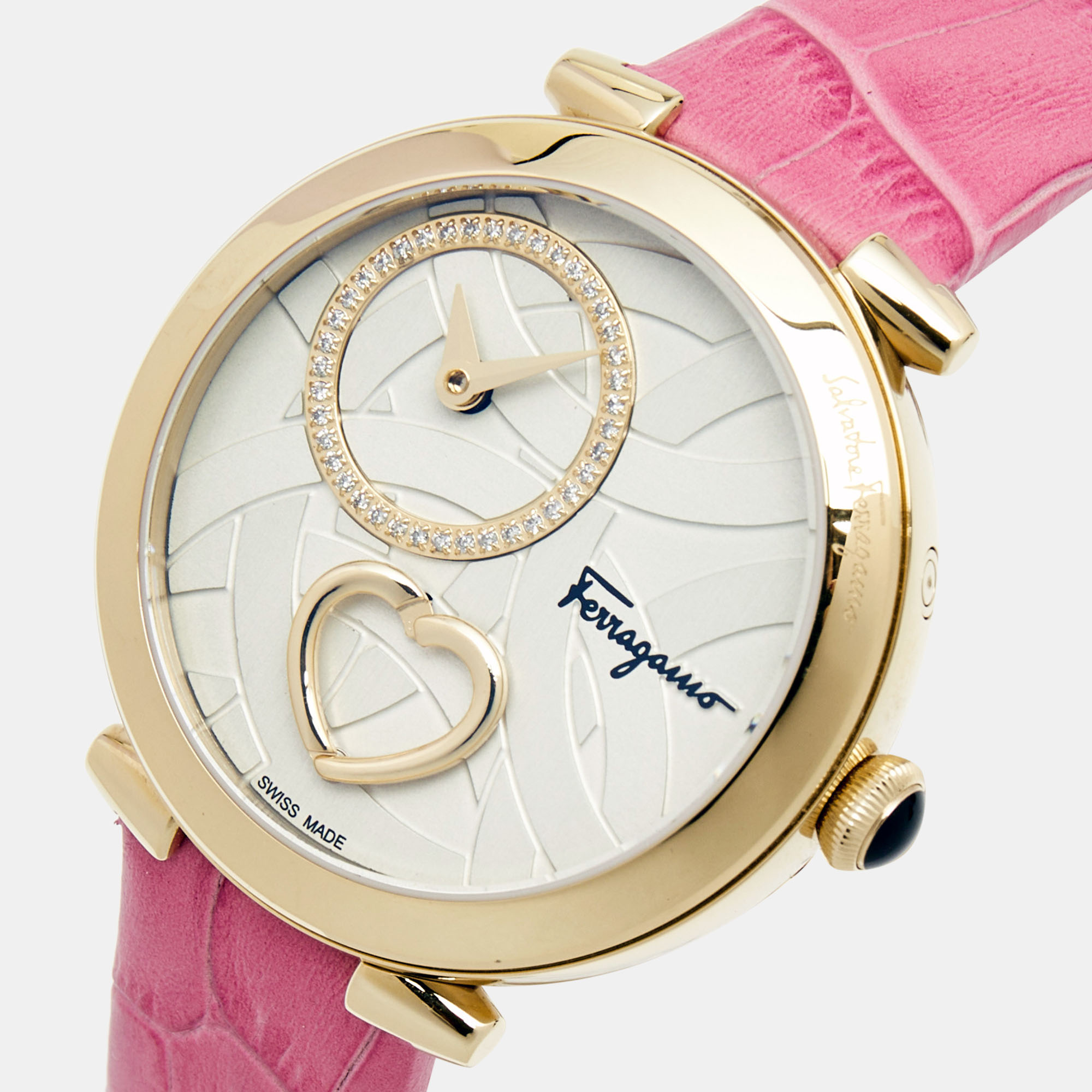 

Salvatore Ferragamo Cuore Beating Heart Gold Tone Stainless Steel Leather FE2040016 Women's Wristwatch, Pink