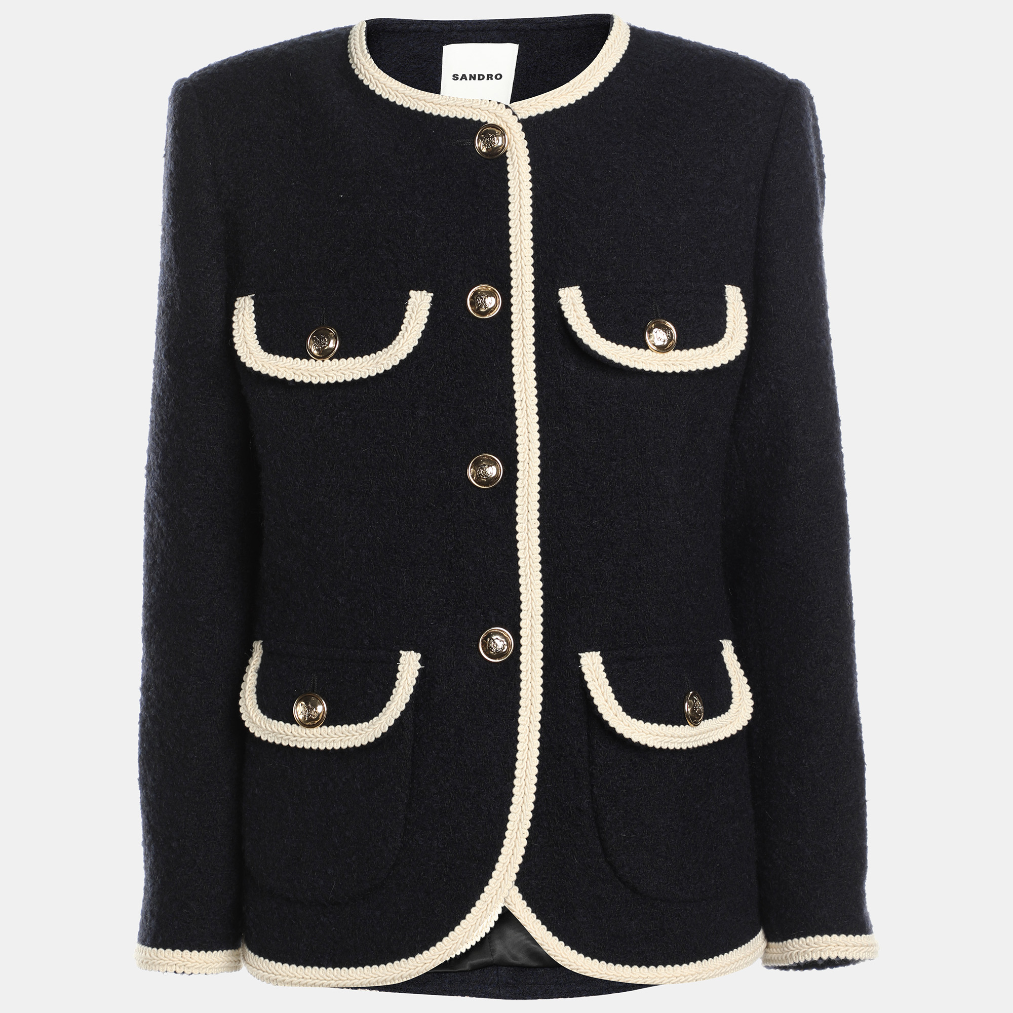 

Sandro Navy Blue/Cream Tweed Jacket S