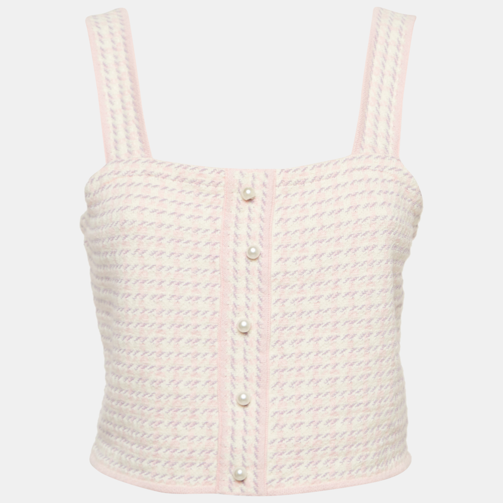 

Sandro Pink Patterned Knit Sleeveless Crop Top M