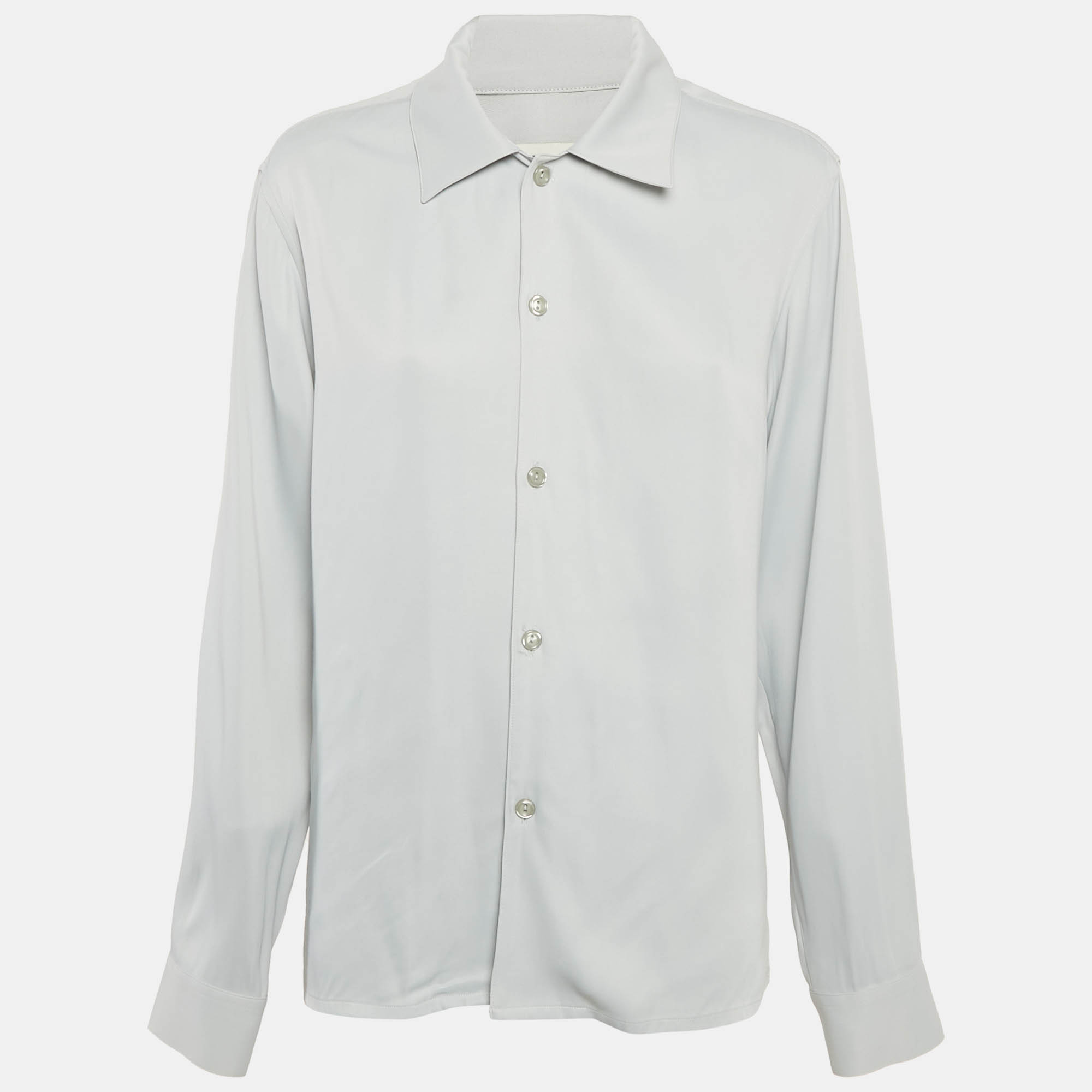 

Sandro Grey Crepe Buttoned Full Sleeve Shirt S