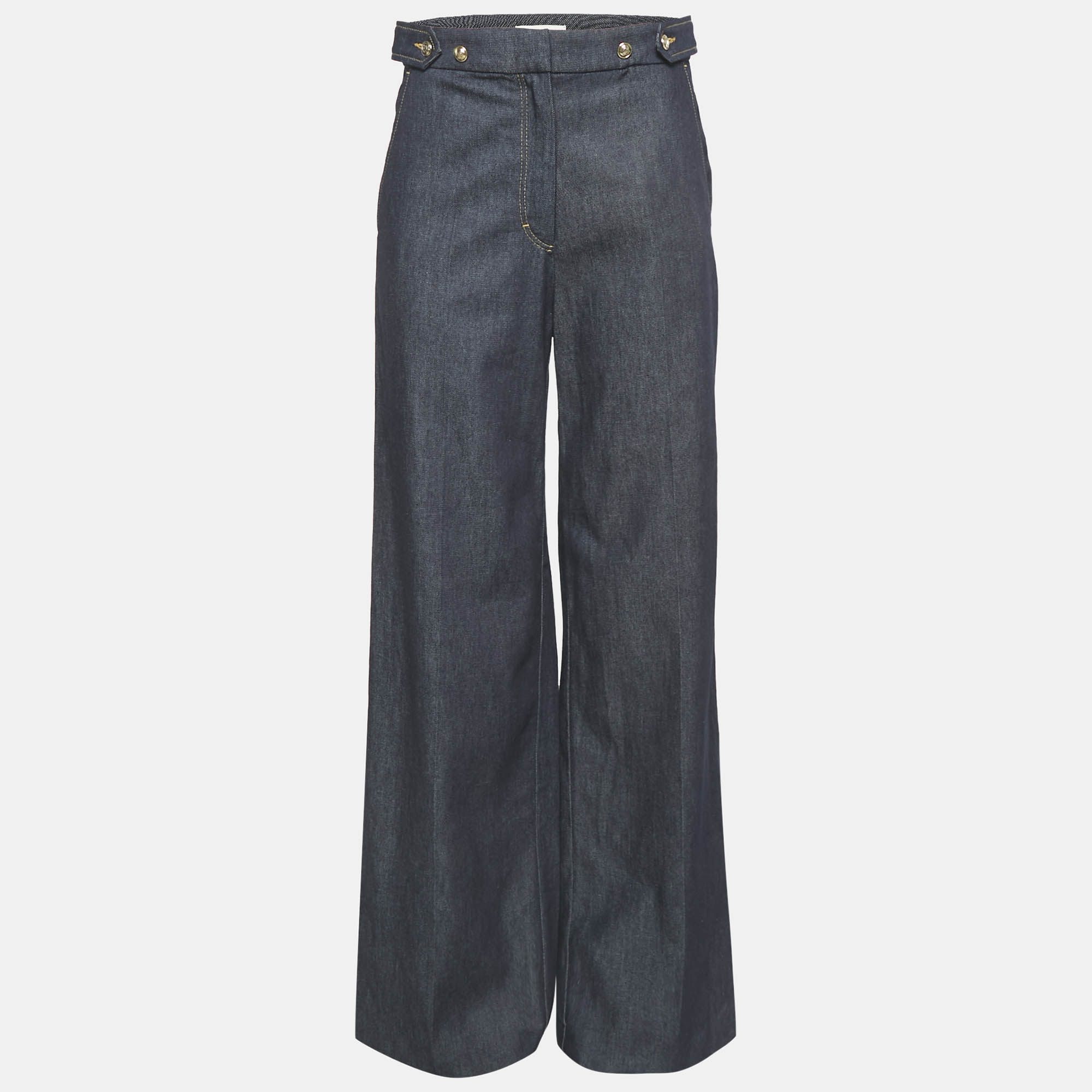 

Sandro Navy Blue Denim Wide Leg Jeans S Waist 28"