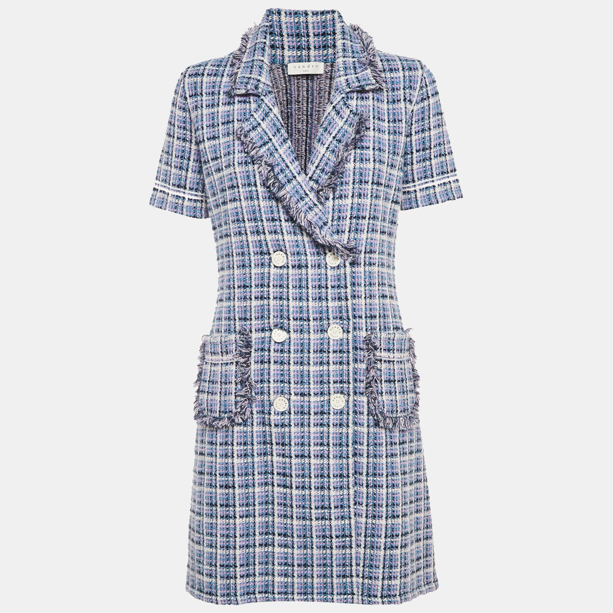 

Sandro Purple Tweed Double Breasted Mini Dress M