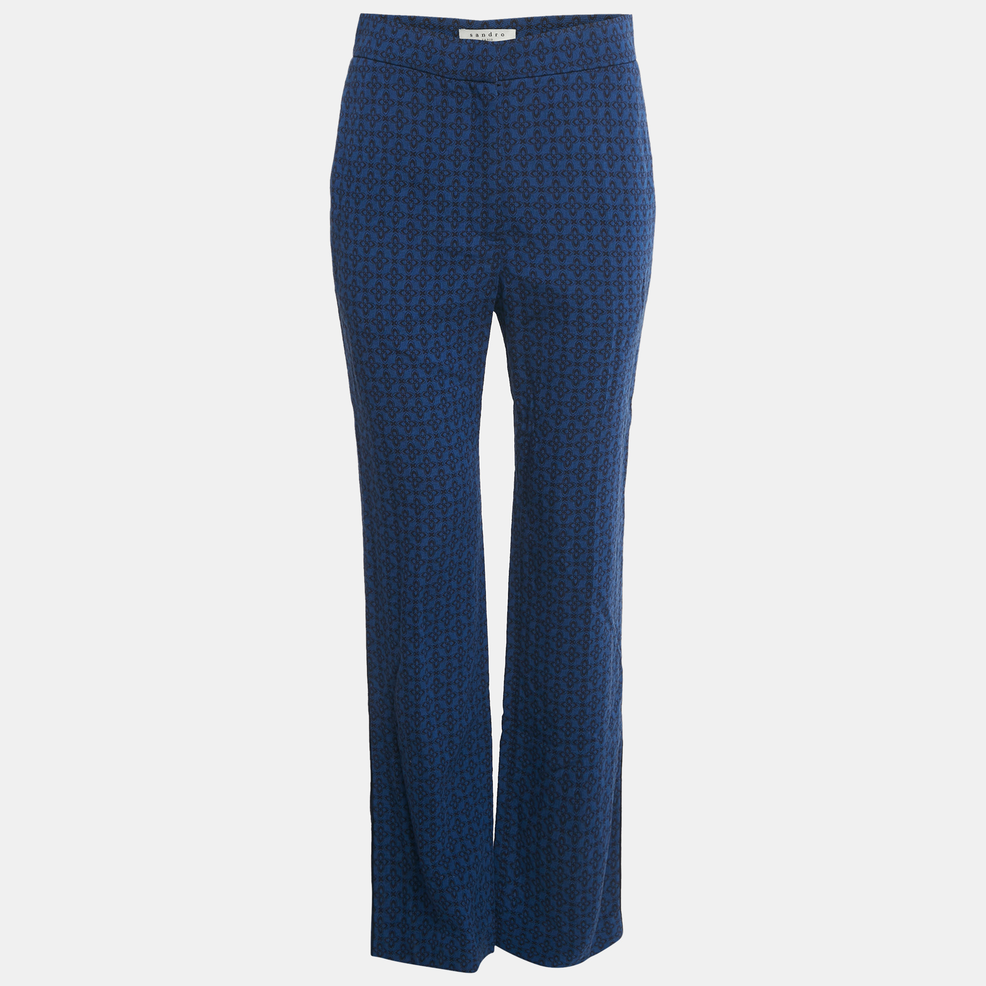 

Sandro Blue Jacquard Crepe Amparo Pants L