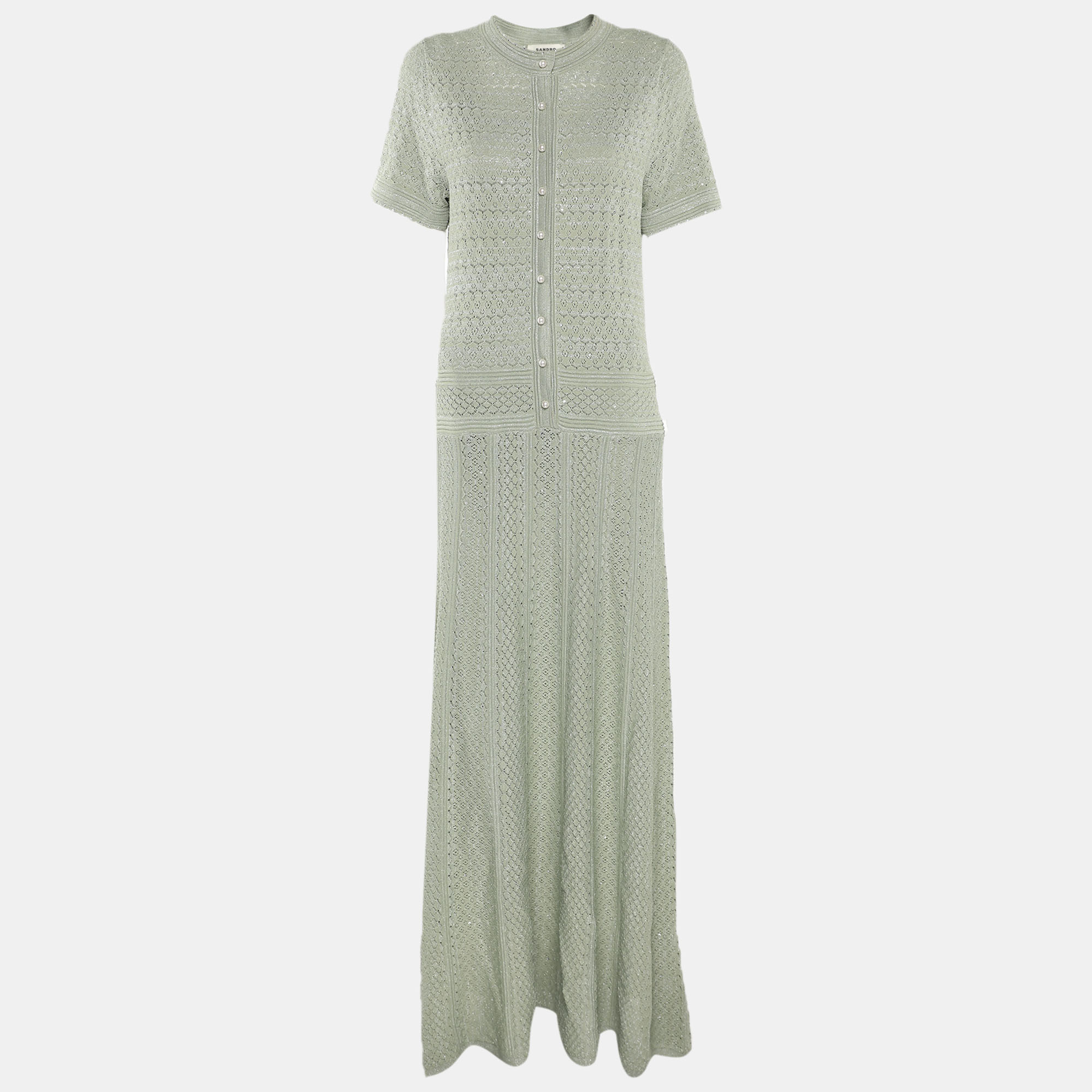 

Sandro Green Lurex Knit Dress M