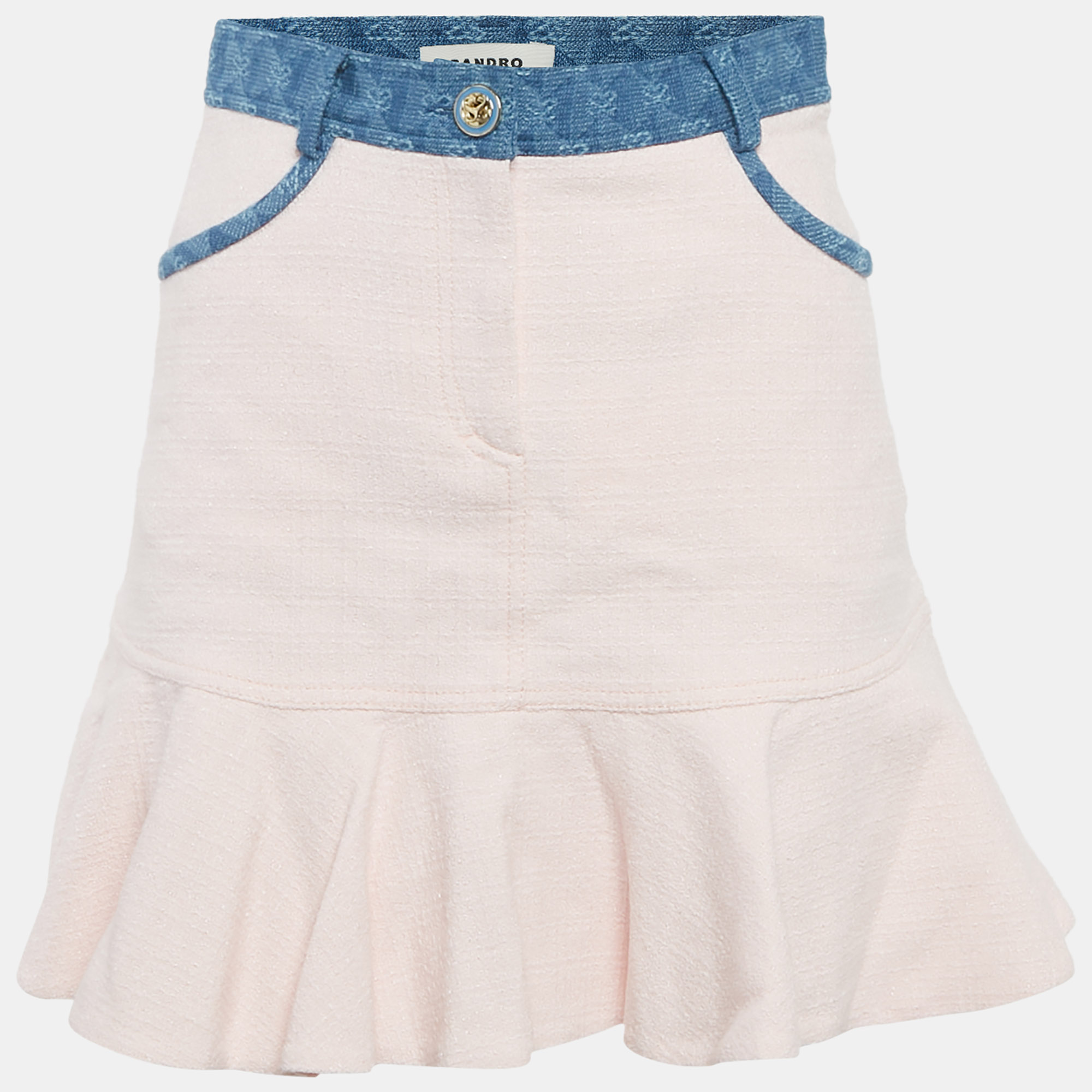 

Sandro Pink Tweed Flounced Mini Skirt S