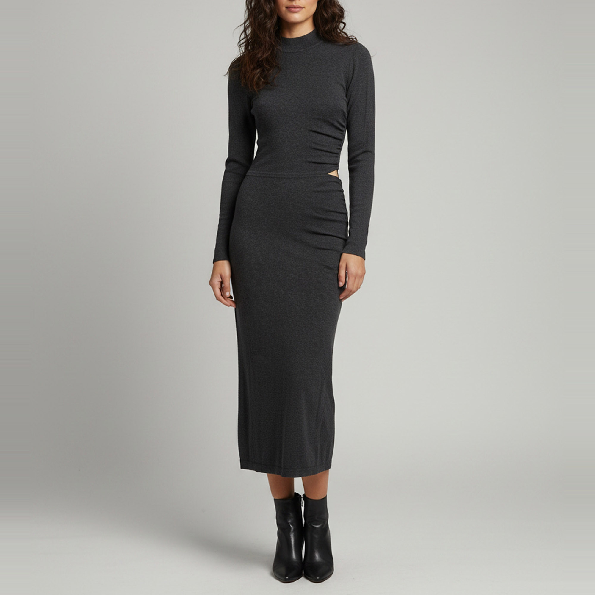 

Sandro Grey Knit Ruched Ryna Maxi Dress S