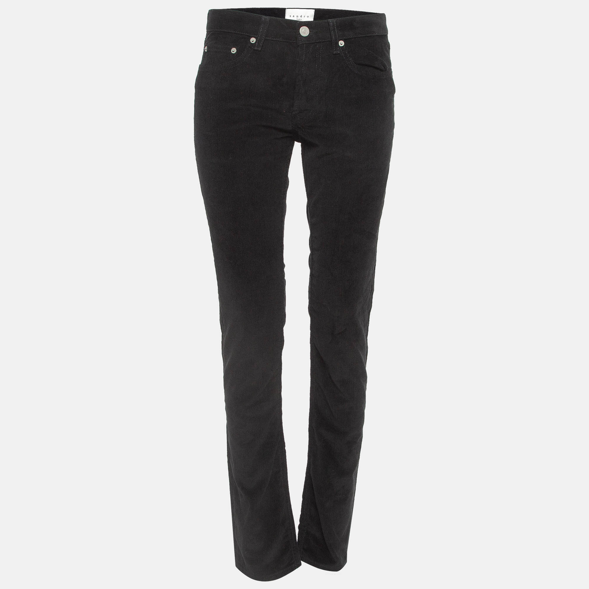 Pre-owned Sandro Black Corduroy Spector Trousers M Waist 29"