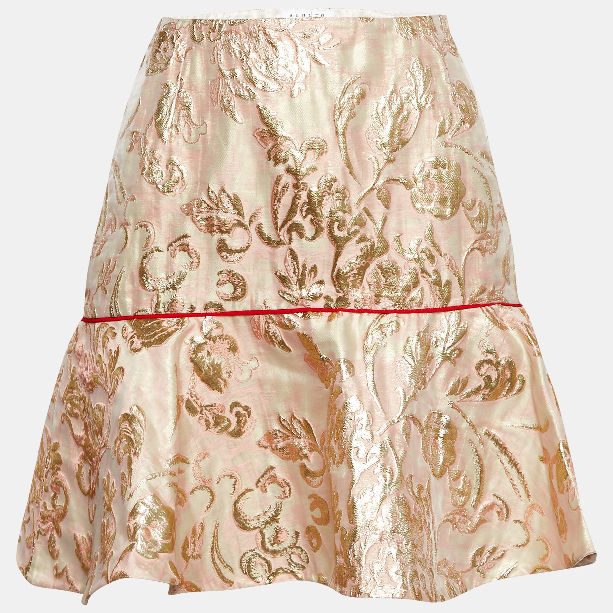 

Sandro Pink/Gold Jacquard Mini Skirt M
