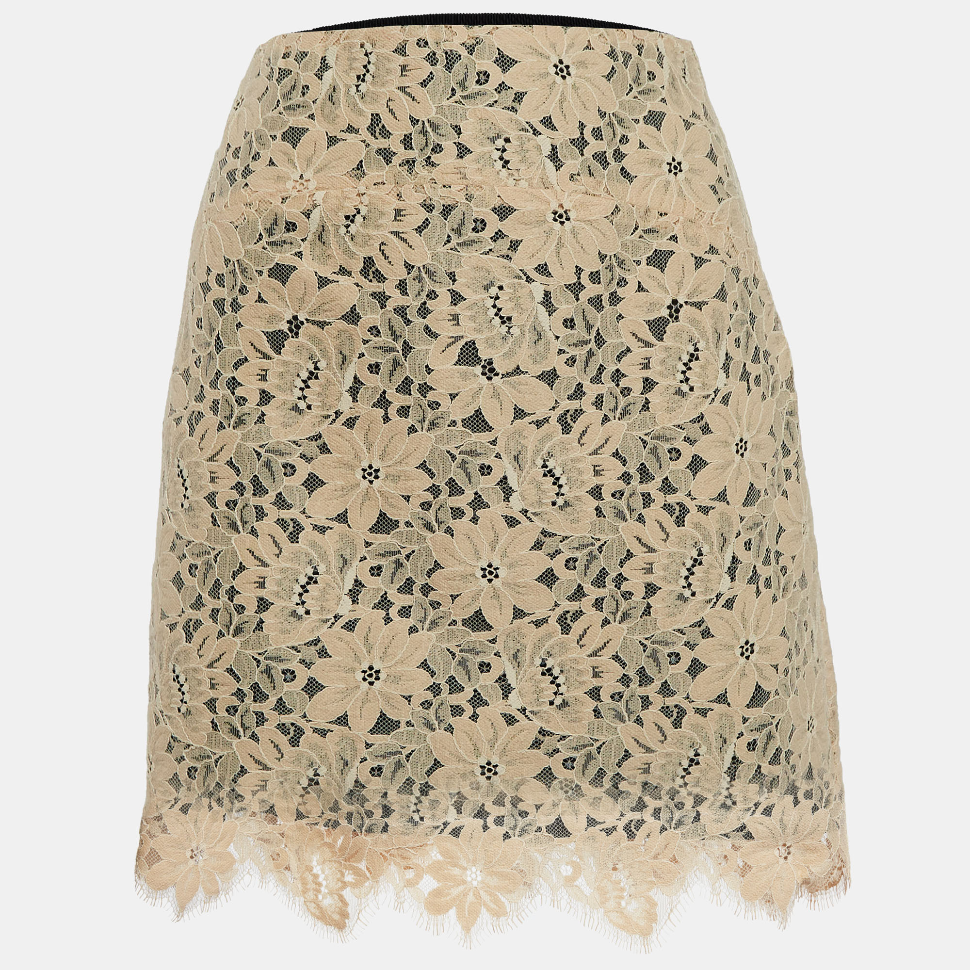 Pre-owned Sandro Beige Lace Knee Length Skirt L