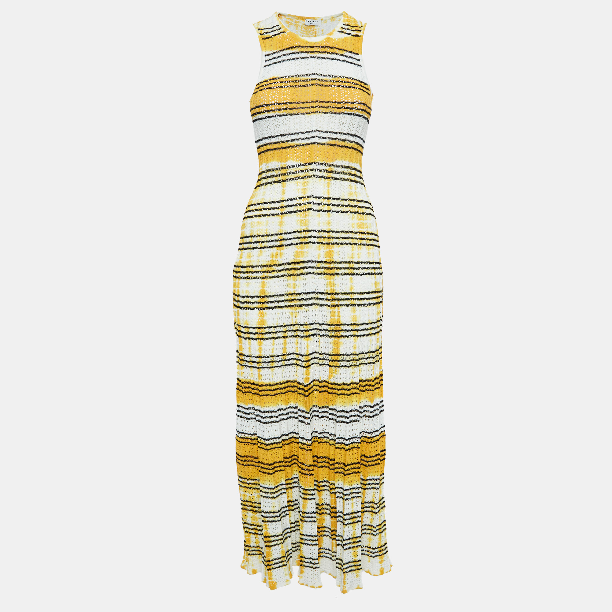 

Sandro Yellow Julie Stripe Pointelle Knit Tank Dress S