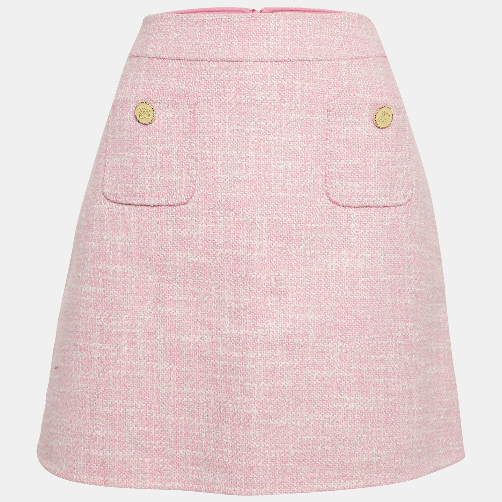 

Sandro Pink Tweed Pocket Detail Mini Skirt M