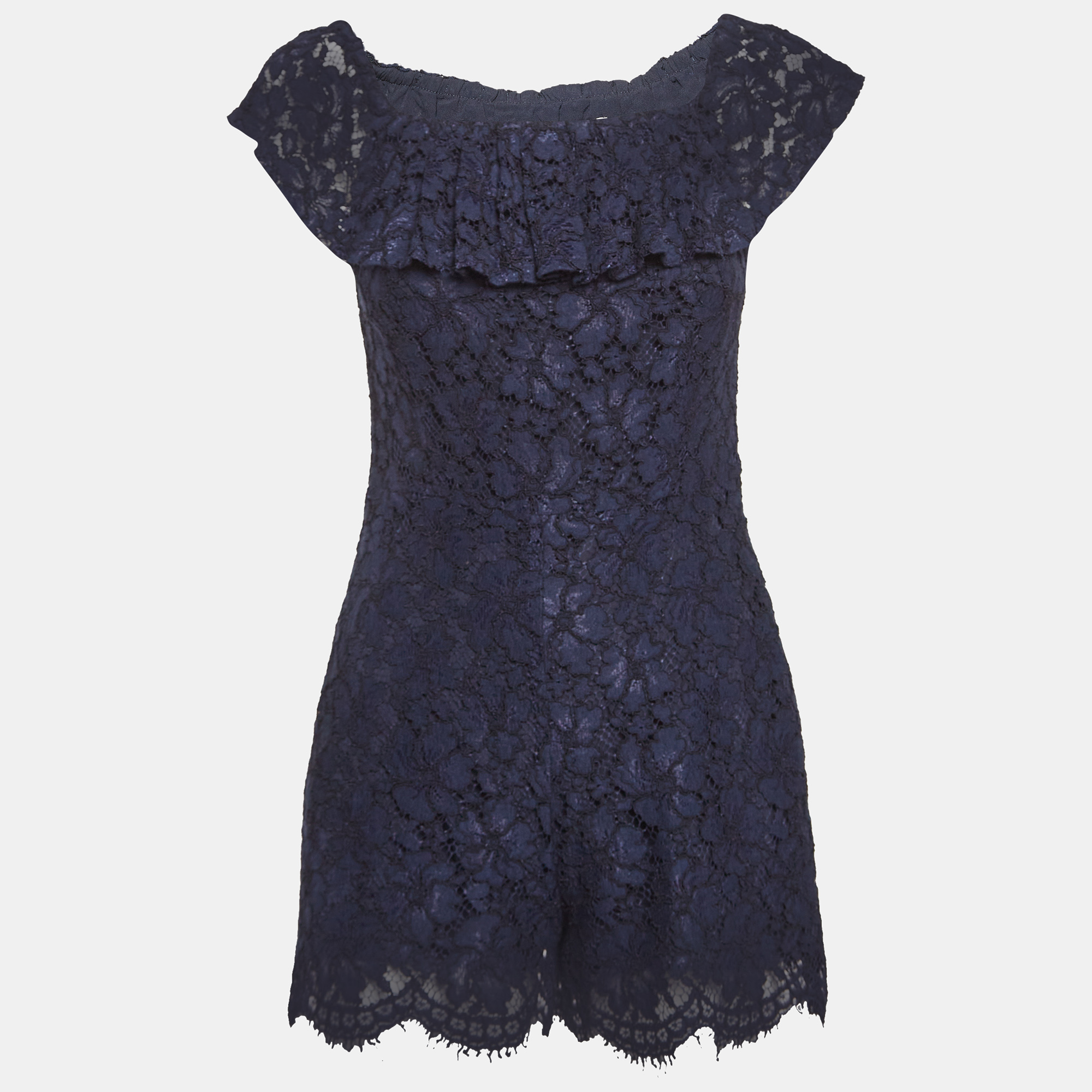 

Sandro Navy Blue Lace Mini Scallop Hem Jumpsuit S