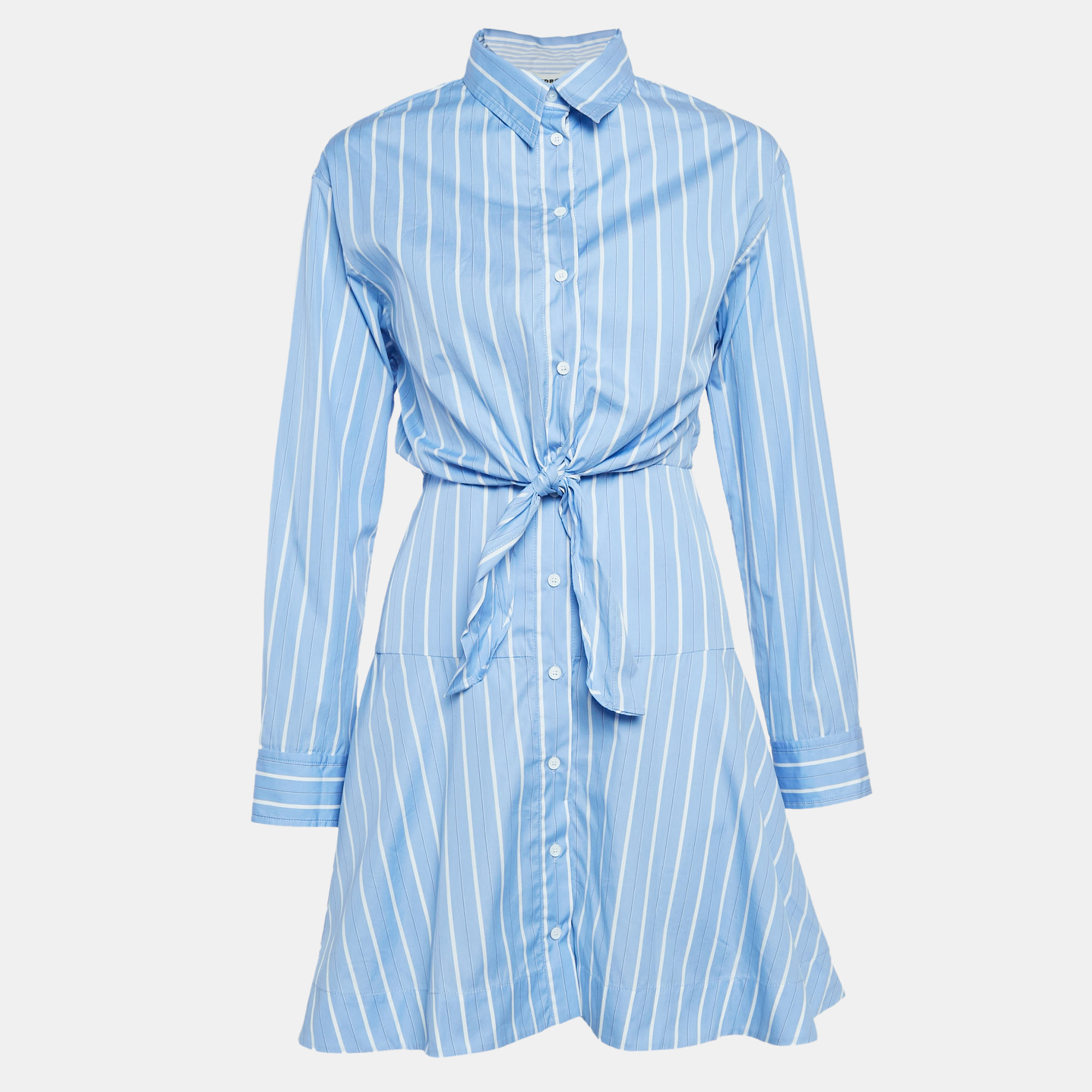 

Sandro Blue Pinstripe Poplin Knotted Mini Shirt XS