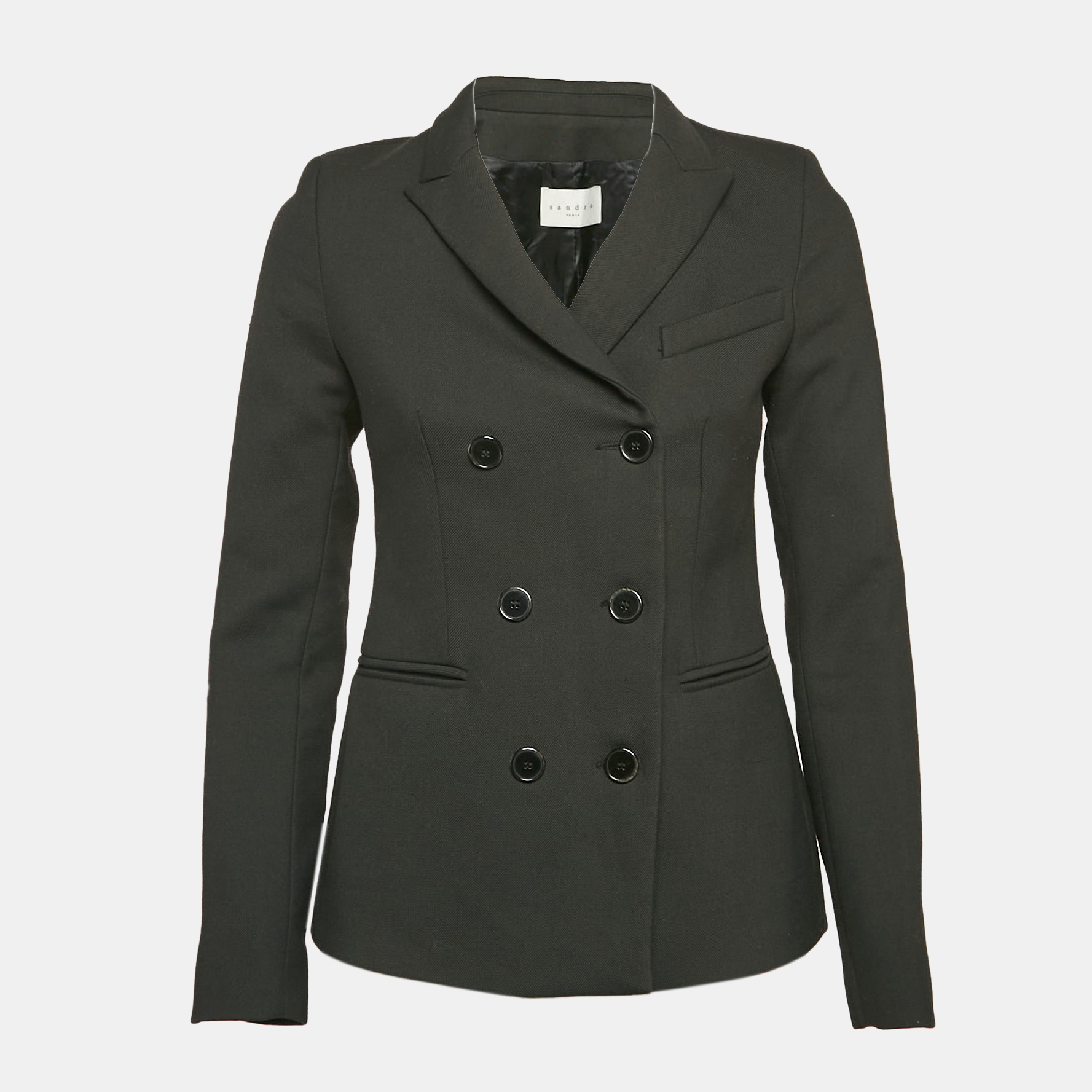 

Sandro Black Gabardine Double Breasted Blazer S