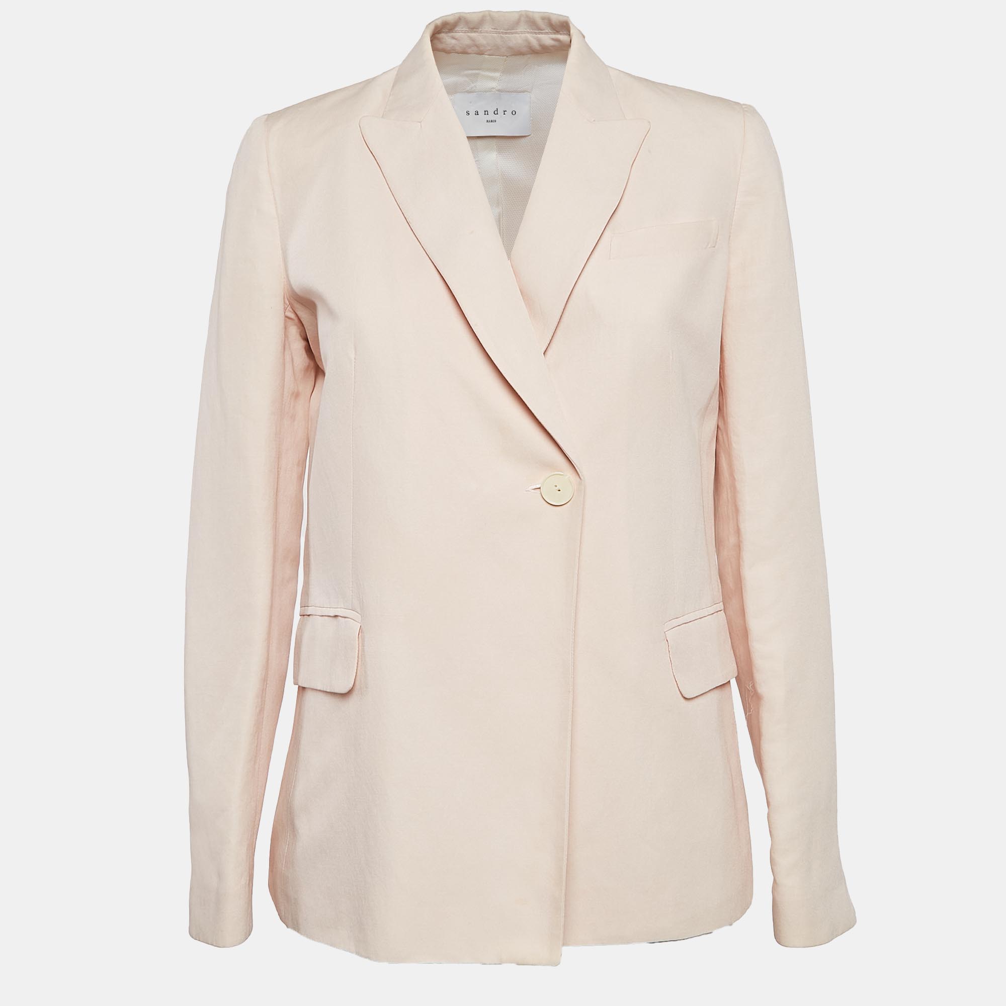 

Sandro Pink Ramie Blend Single Breasted Blazer M