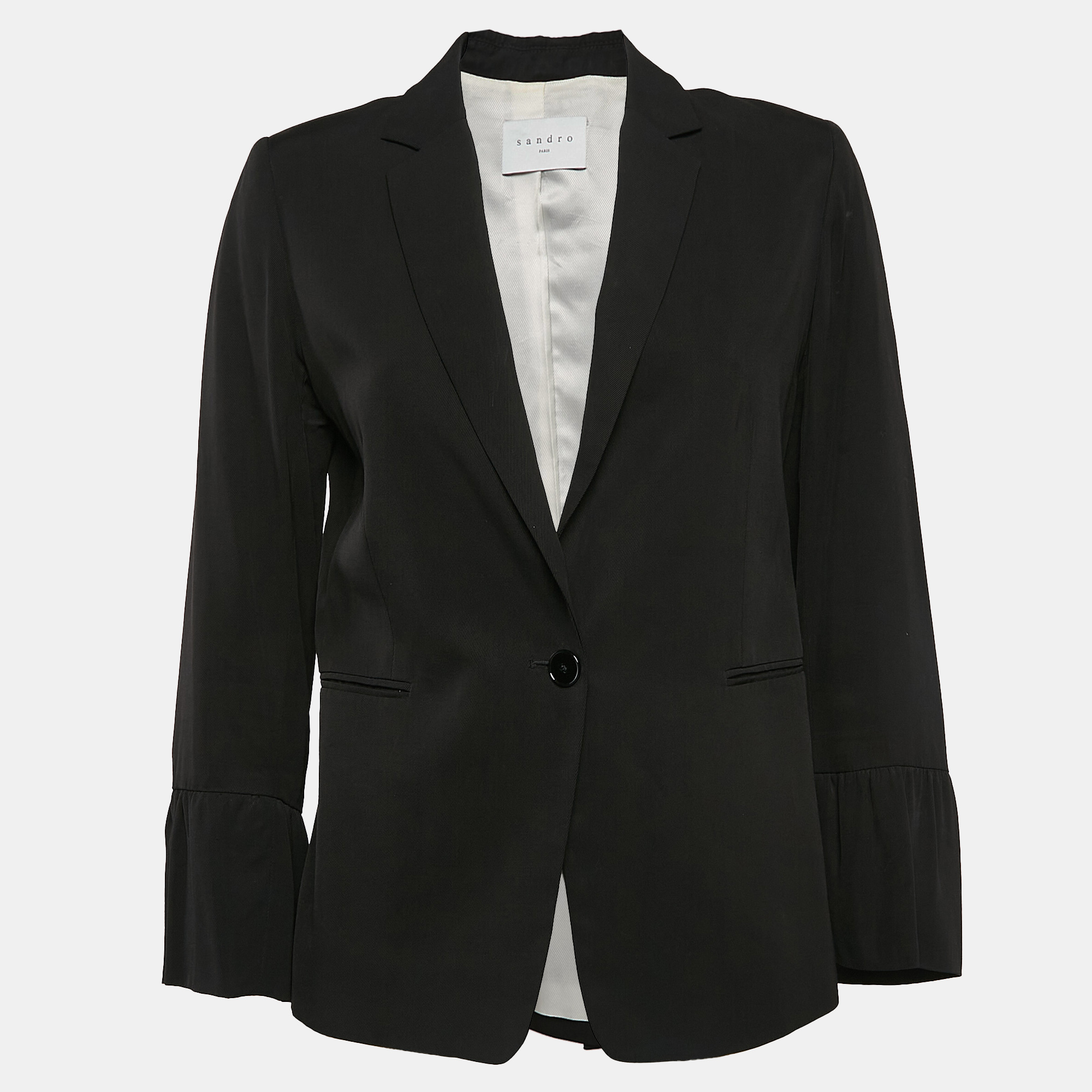 

Sandro Black Gabardine Single Breasted Blazer M