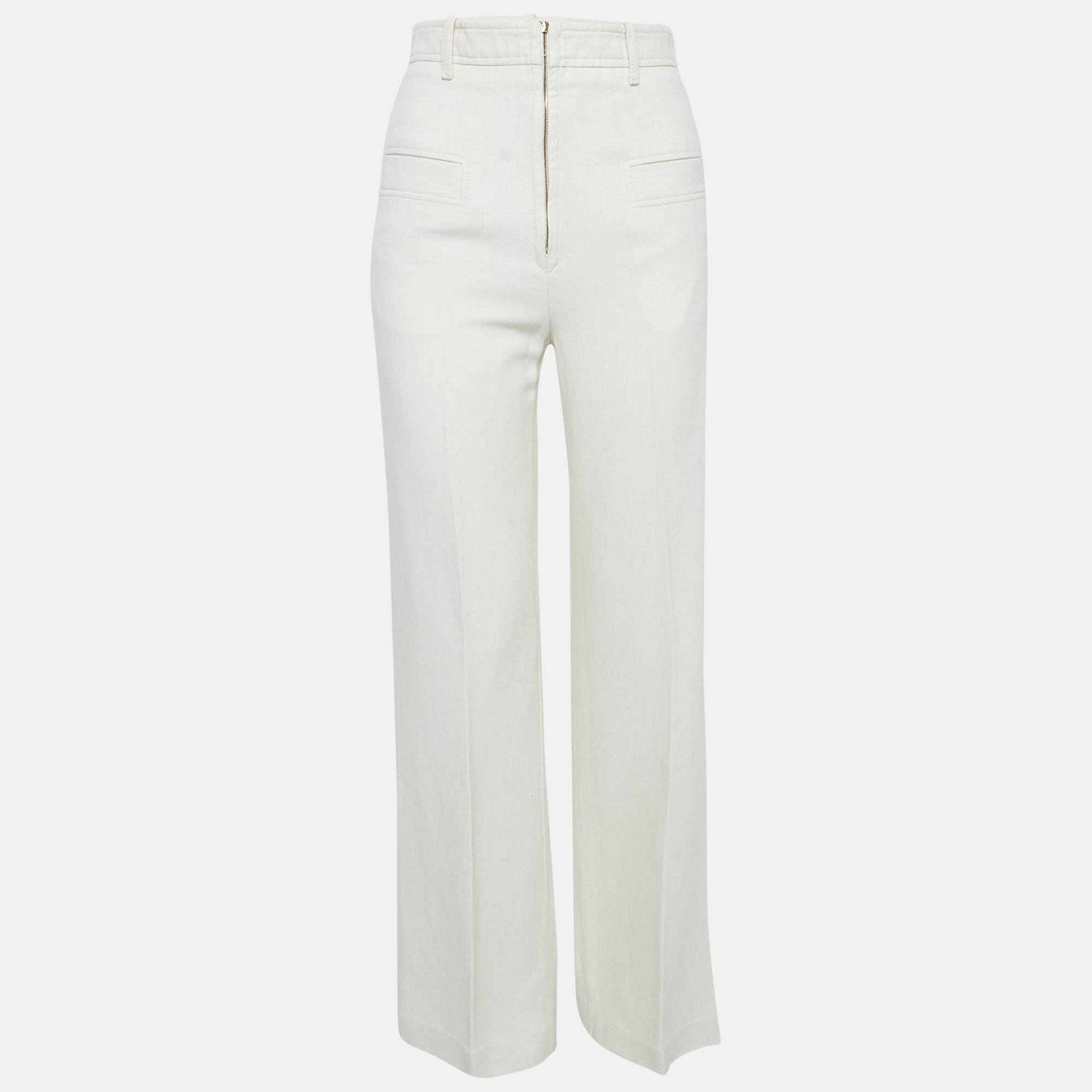 

Sandro Off-White Lyocell Blend Wide-Leg Trousers S