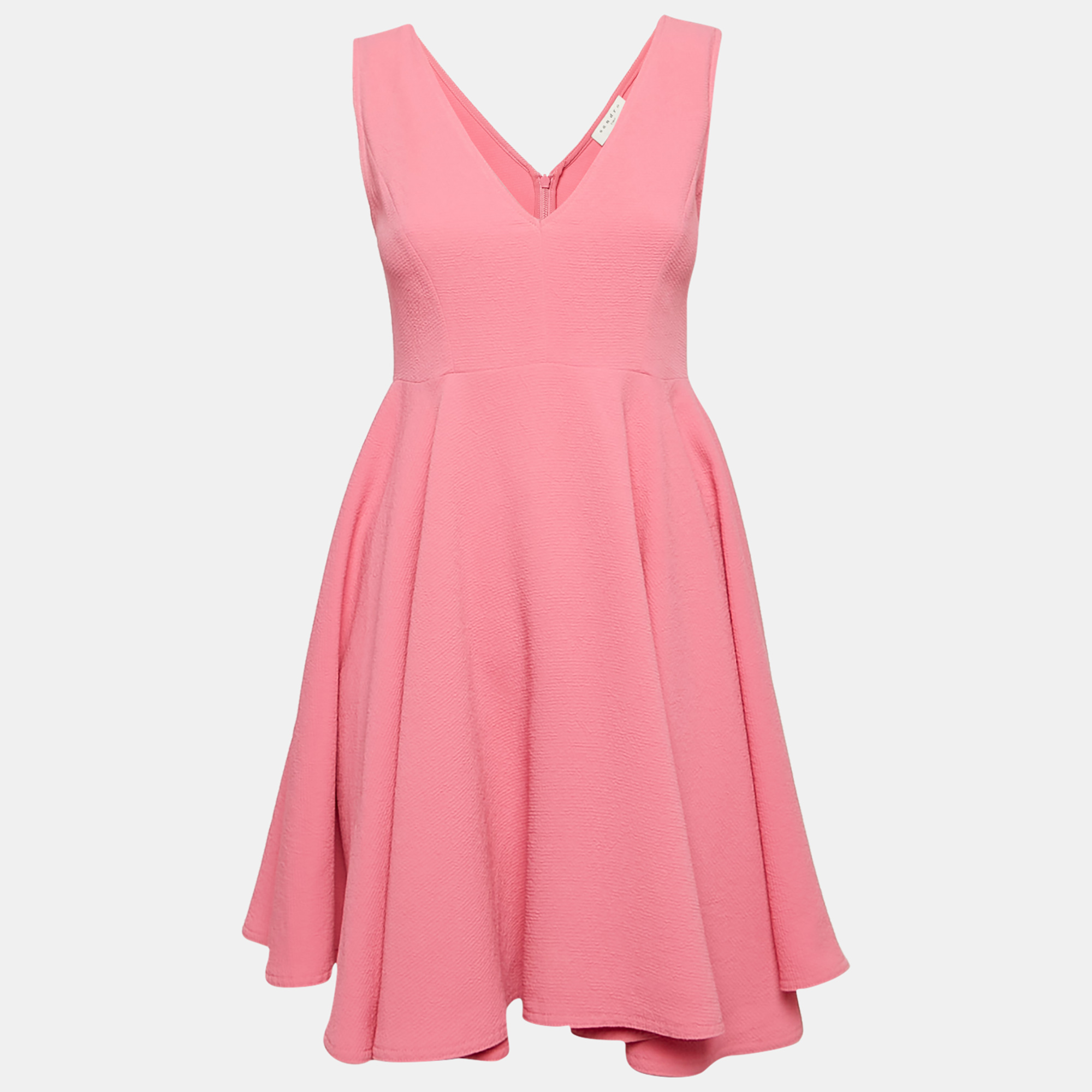 

Sandro Pink Gauze Sleeveless Flared Mini Dress S