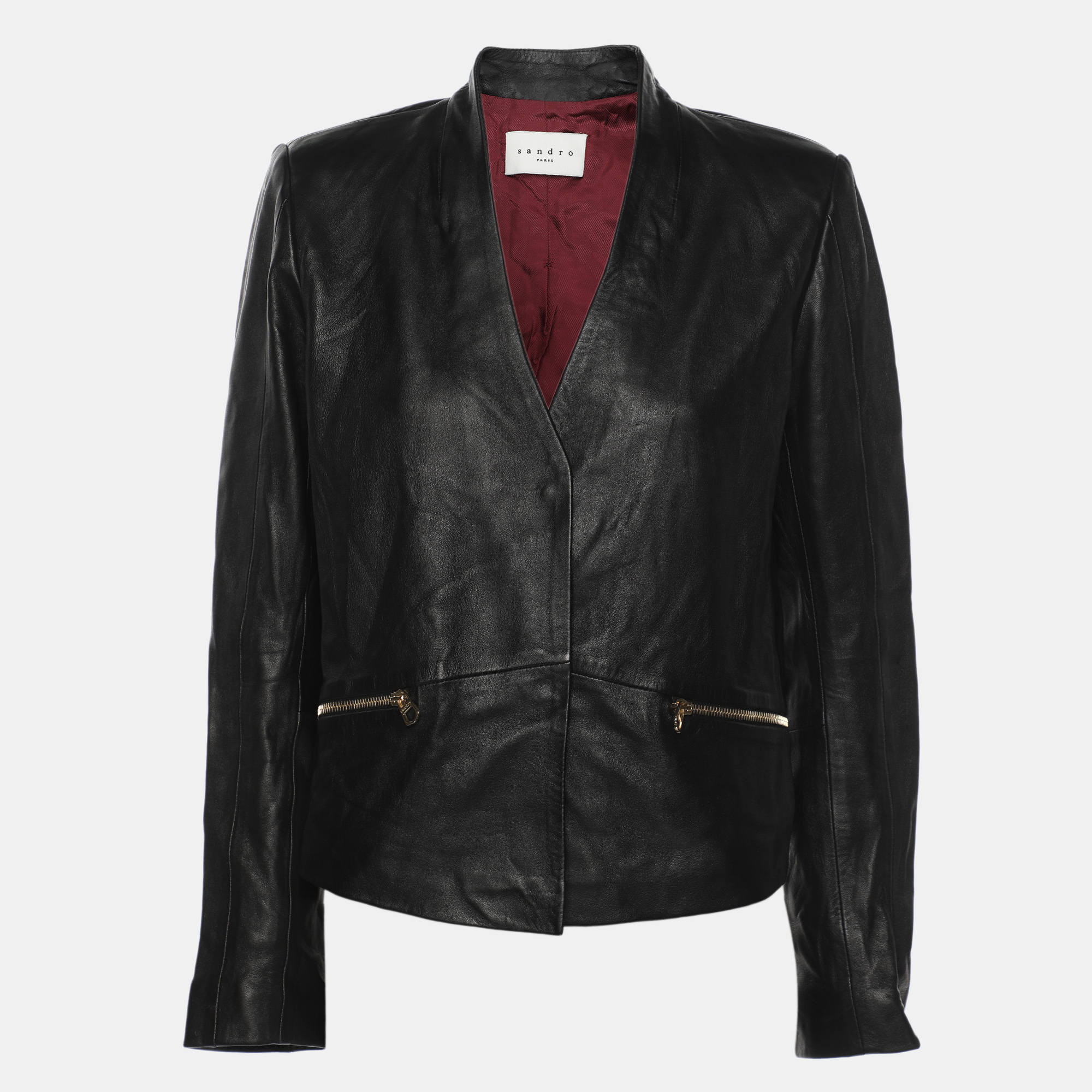 

Sandro Black Leather Jacket S