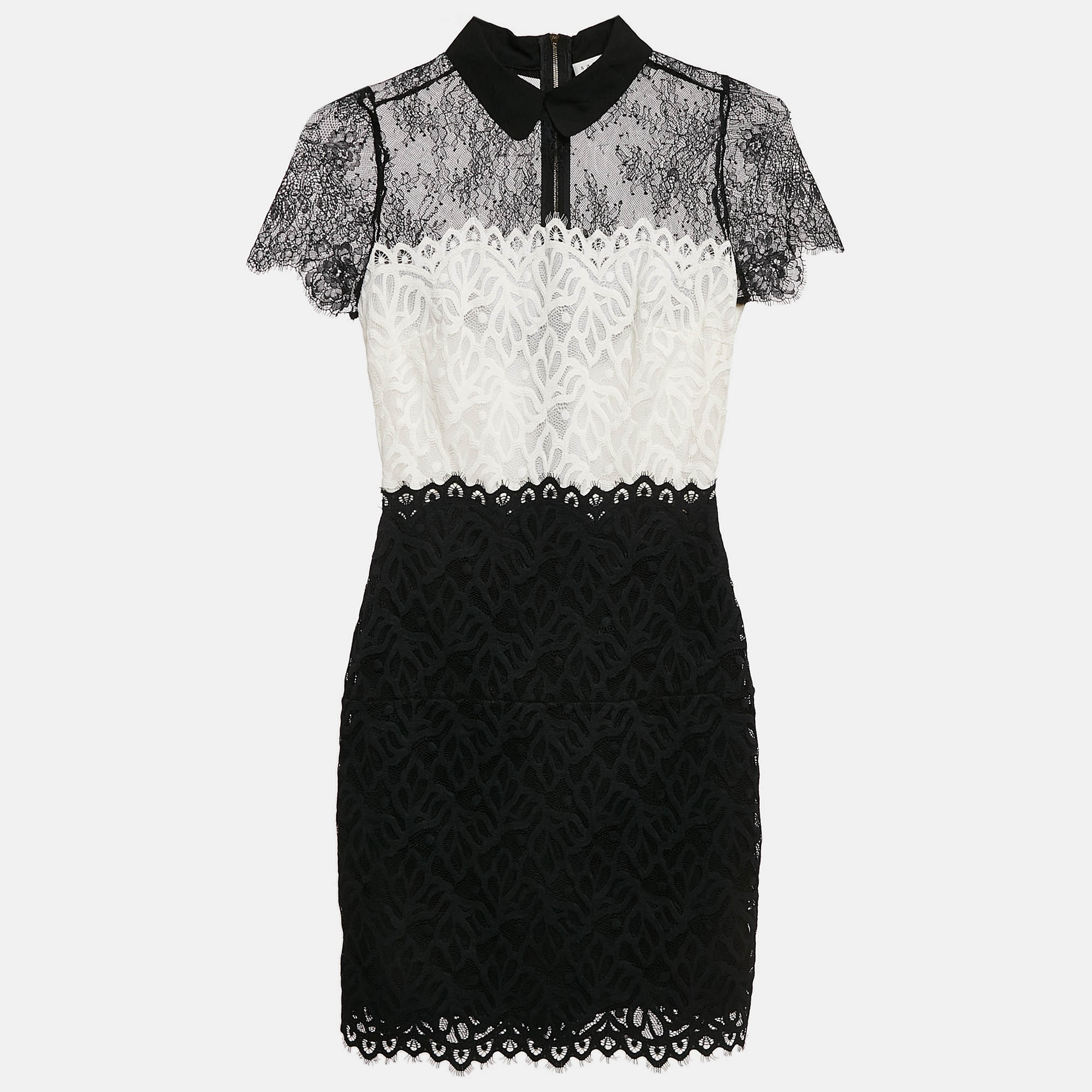 

Sandro Black/White Lace Mini Dress S